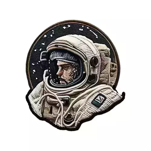 Astronaut embroidered patch v4 Low-poly 3D model
