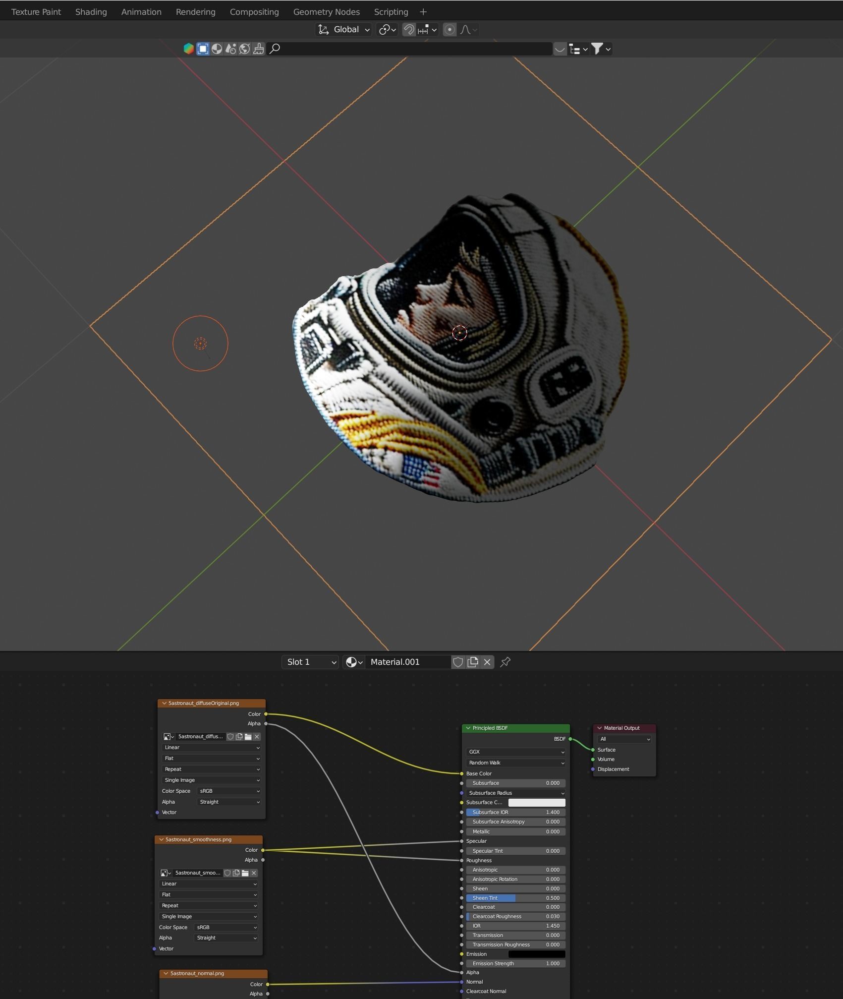 Astronaut embroidered patch v5 Low-poly 3D model_1