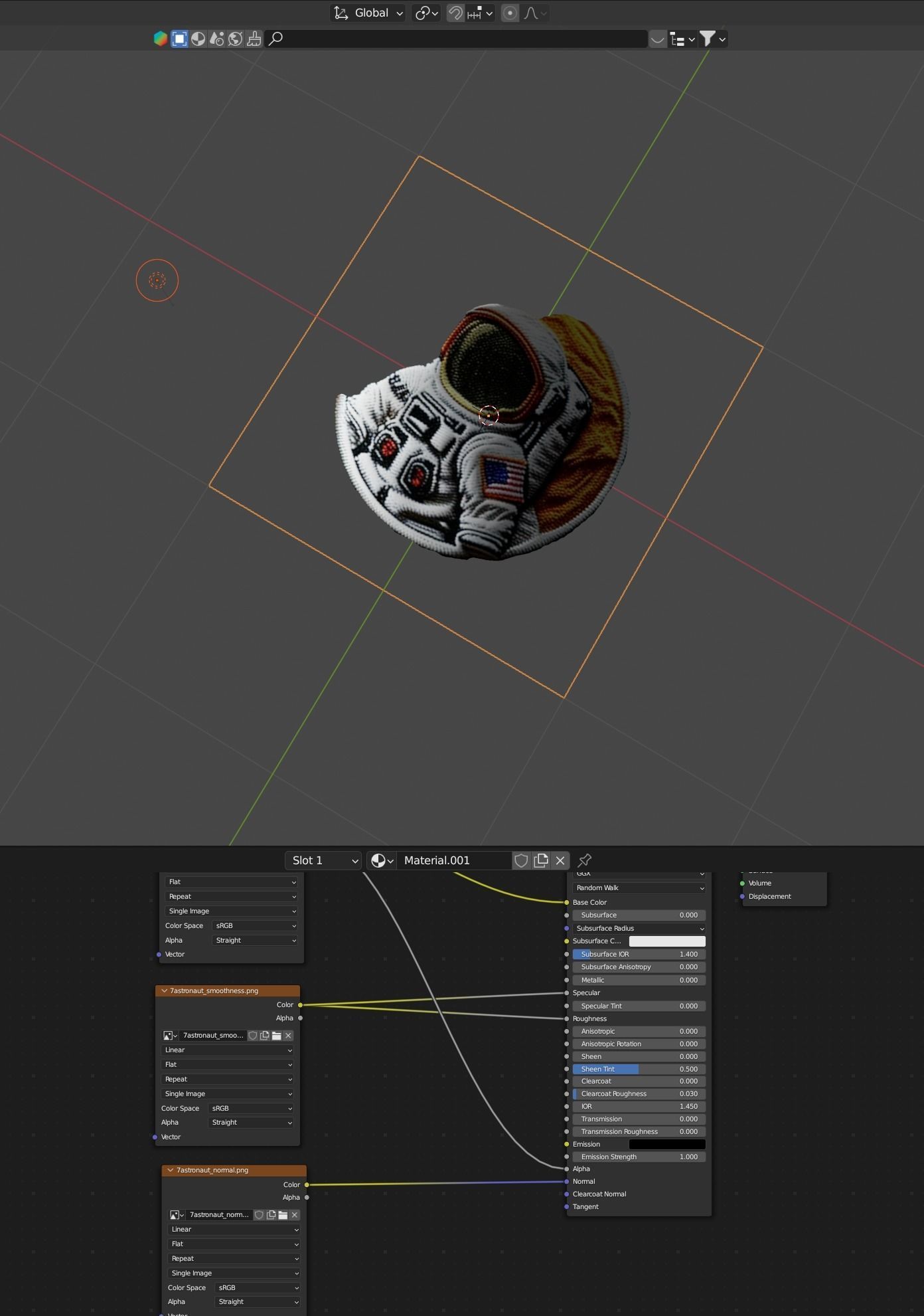 Astronaut embroidered patch v7 Low-poly 3D model_1