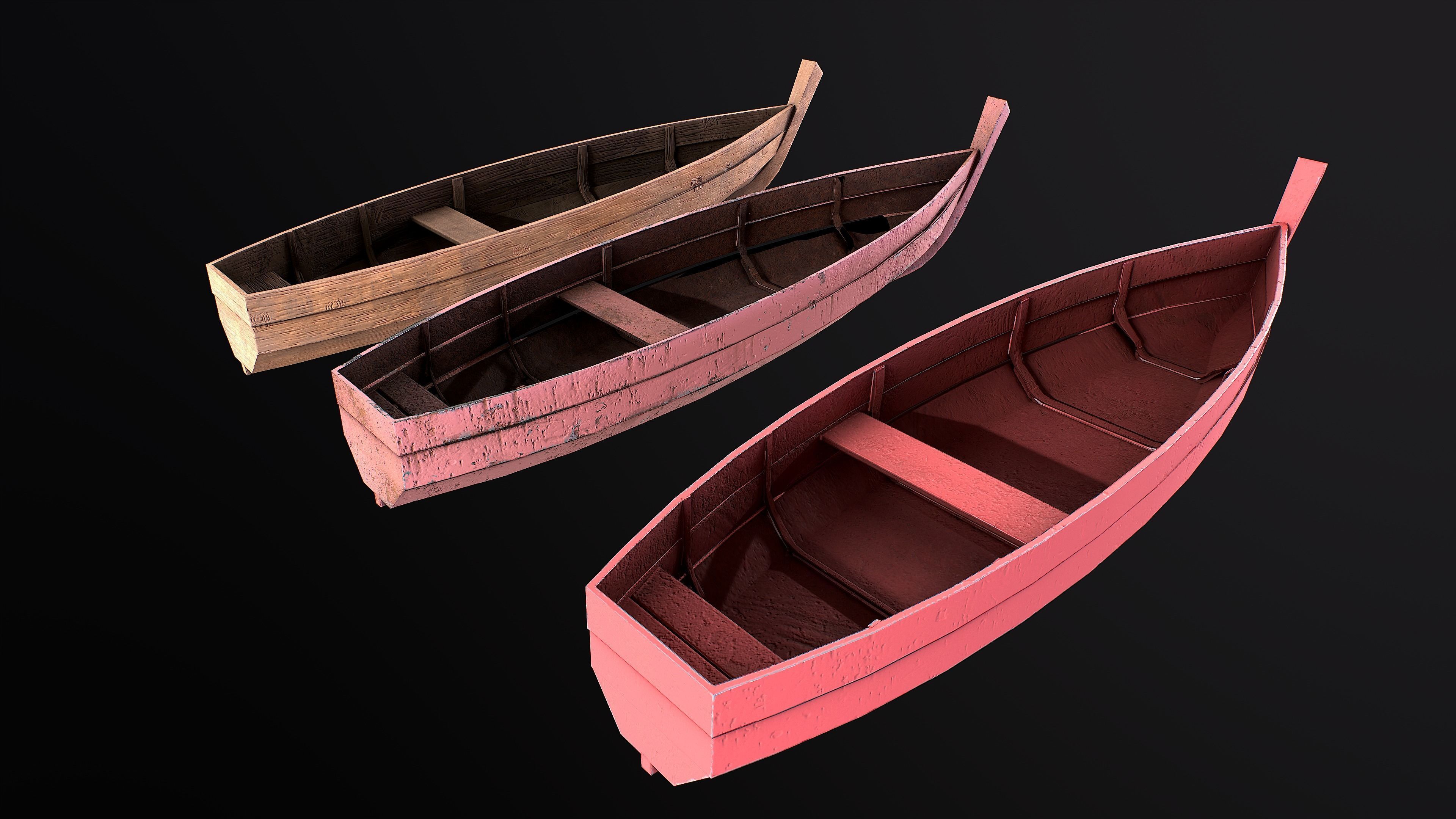 Boat pack Low-poly 3D model_5