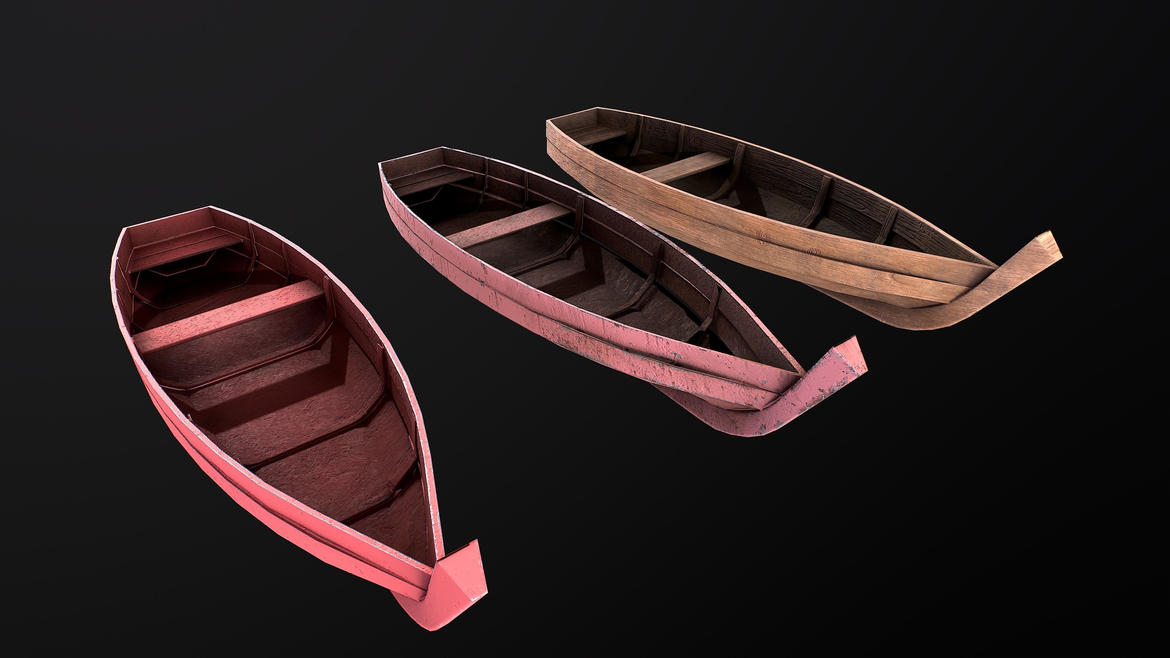 Boat pack Low-poly 3D model_4