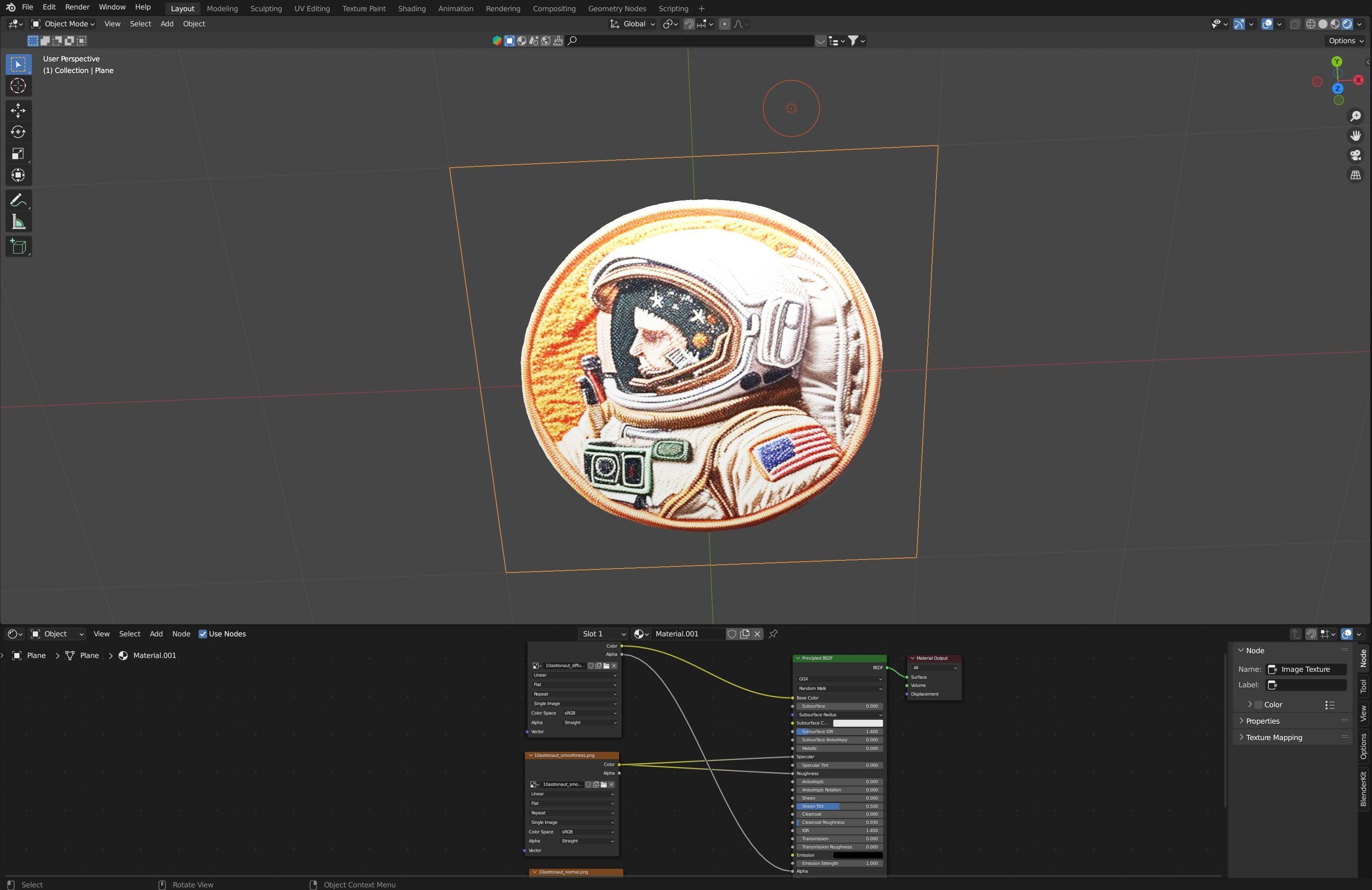 Astronaut embroidered patch v10 Low-poly 3D model_2
