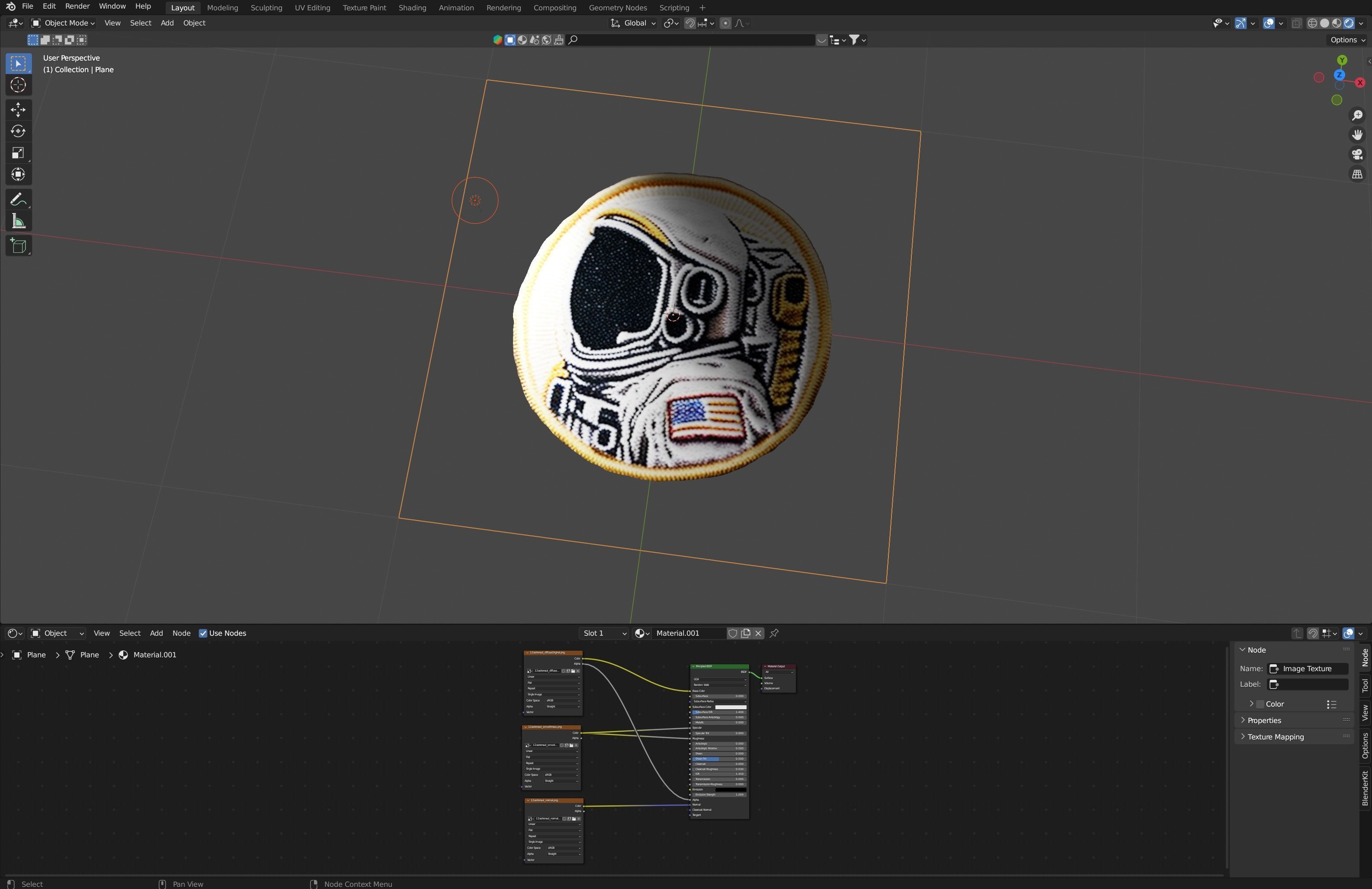 Astronaut embroidered patch v12 Low-poly 3D model_1