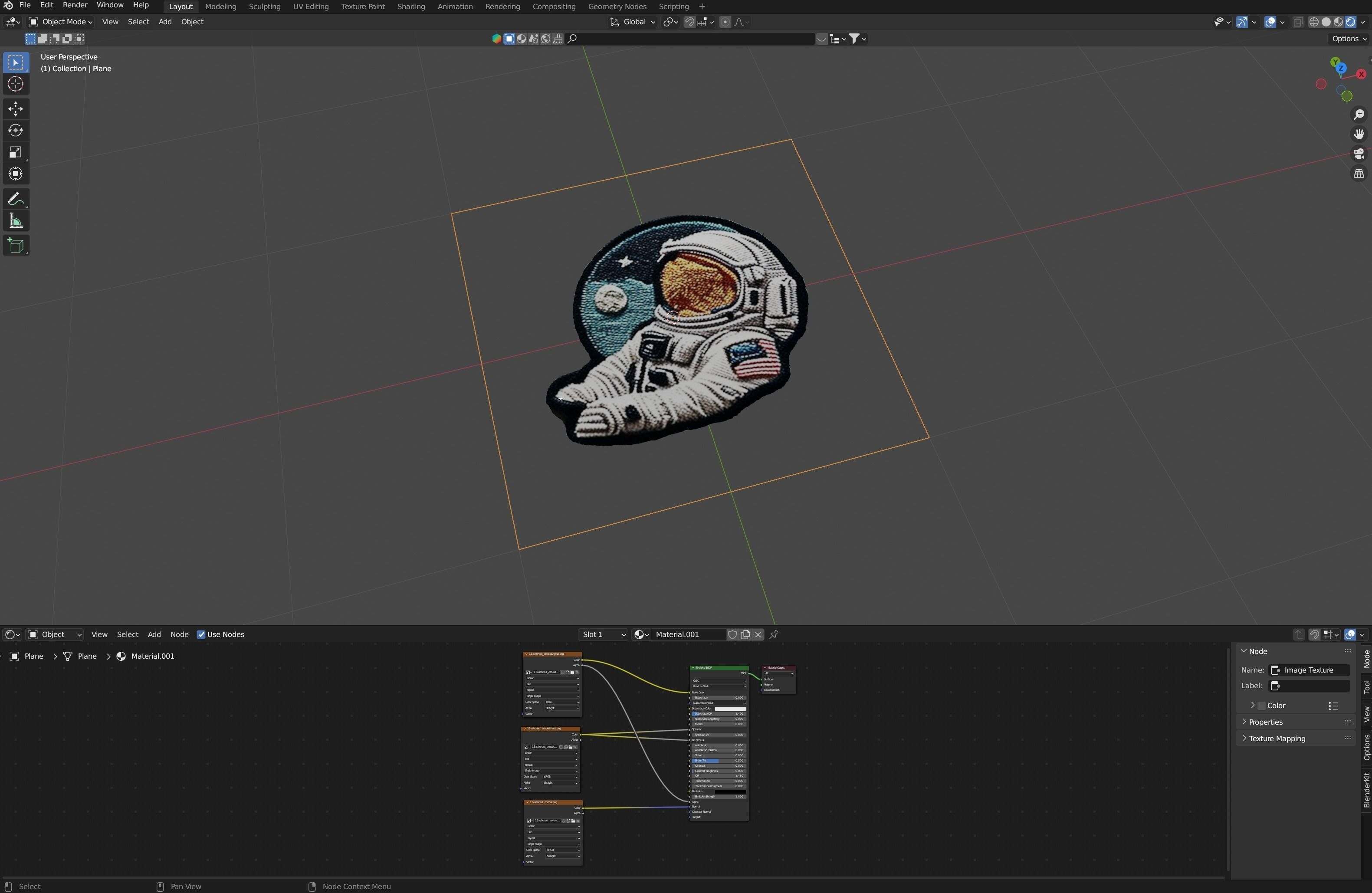 Astronaut embroidered patch v13 Texture_2