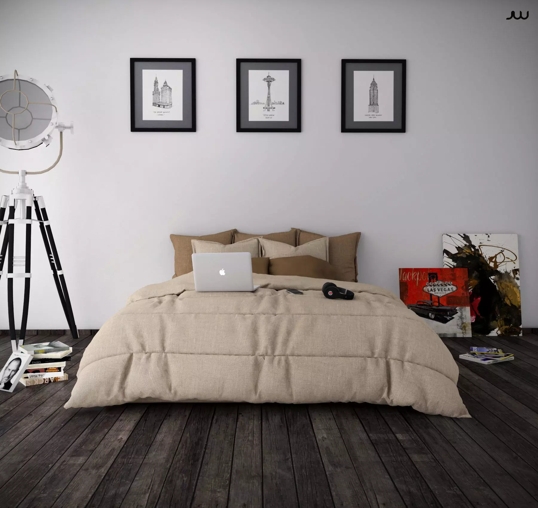 Bedroom minimalist Free 3D model_0