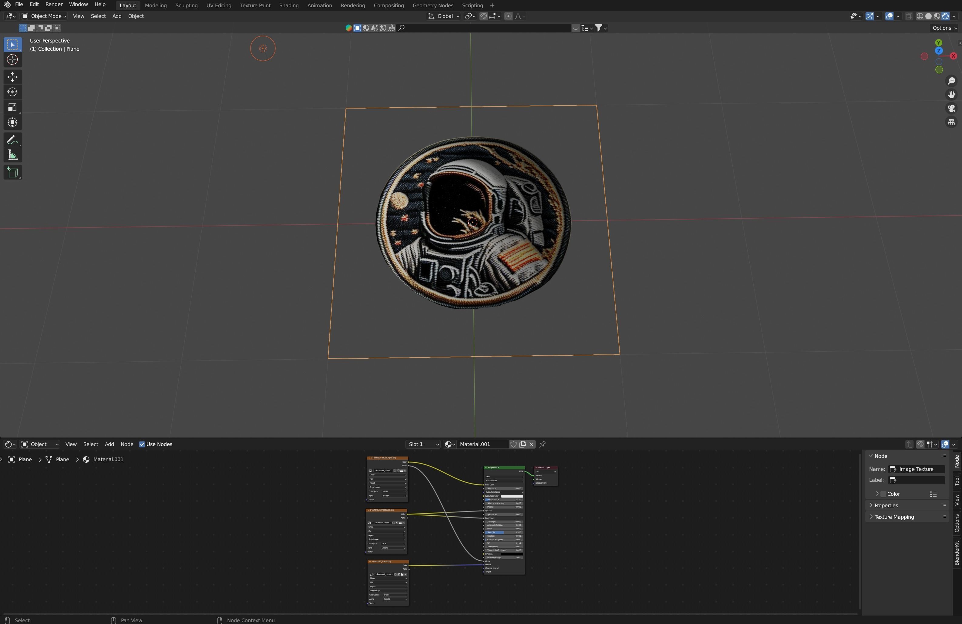 Astronaut embroidered patch v14 Low-poly 3D model_1