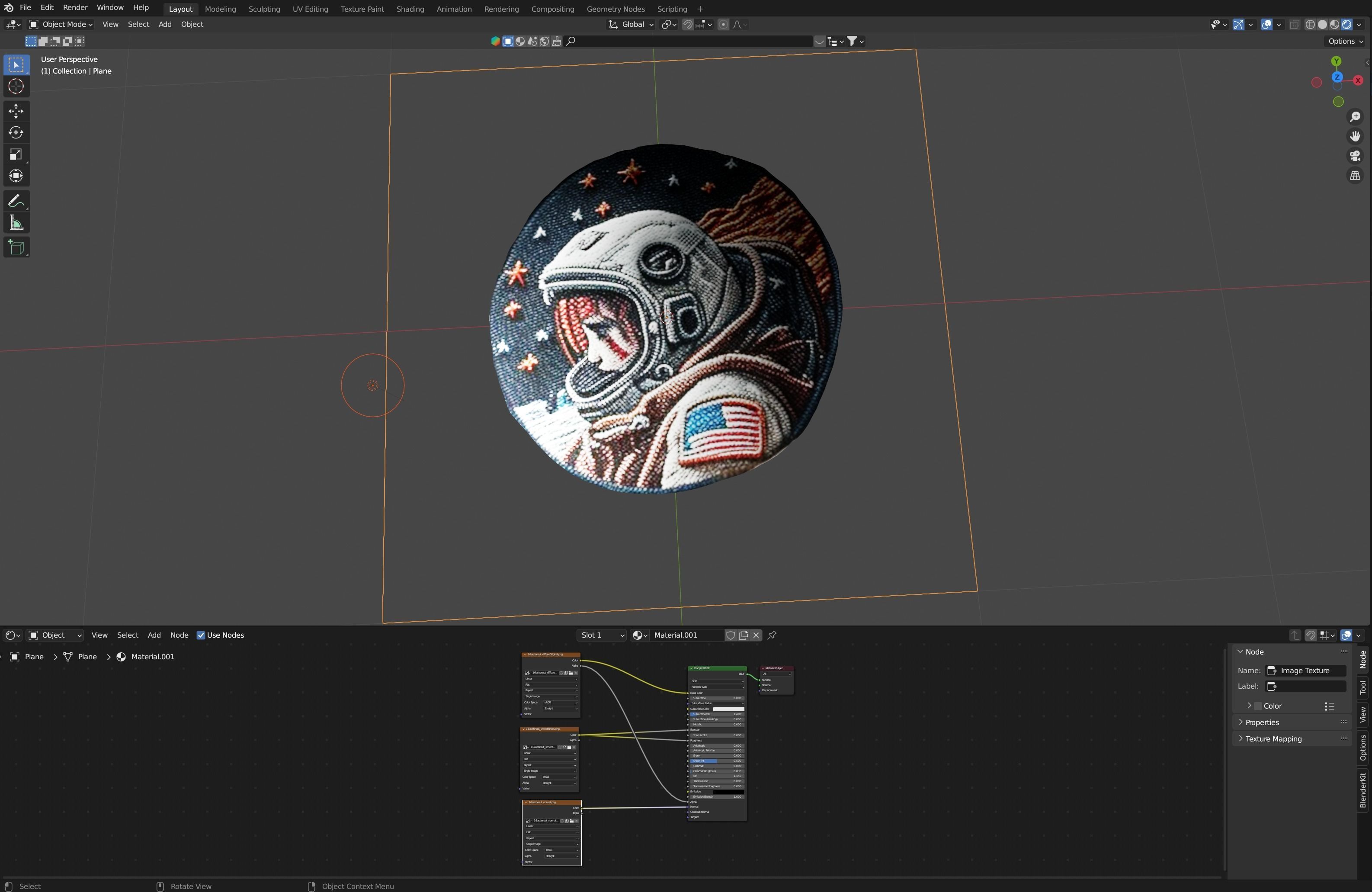 Astronaut embroidered patch v16 Texture_1