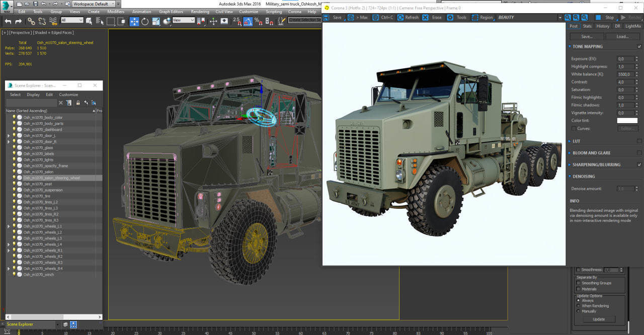 Military truck Oshkosh M1070 HET 8x8 Low-poly 3D model_53
