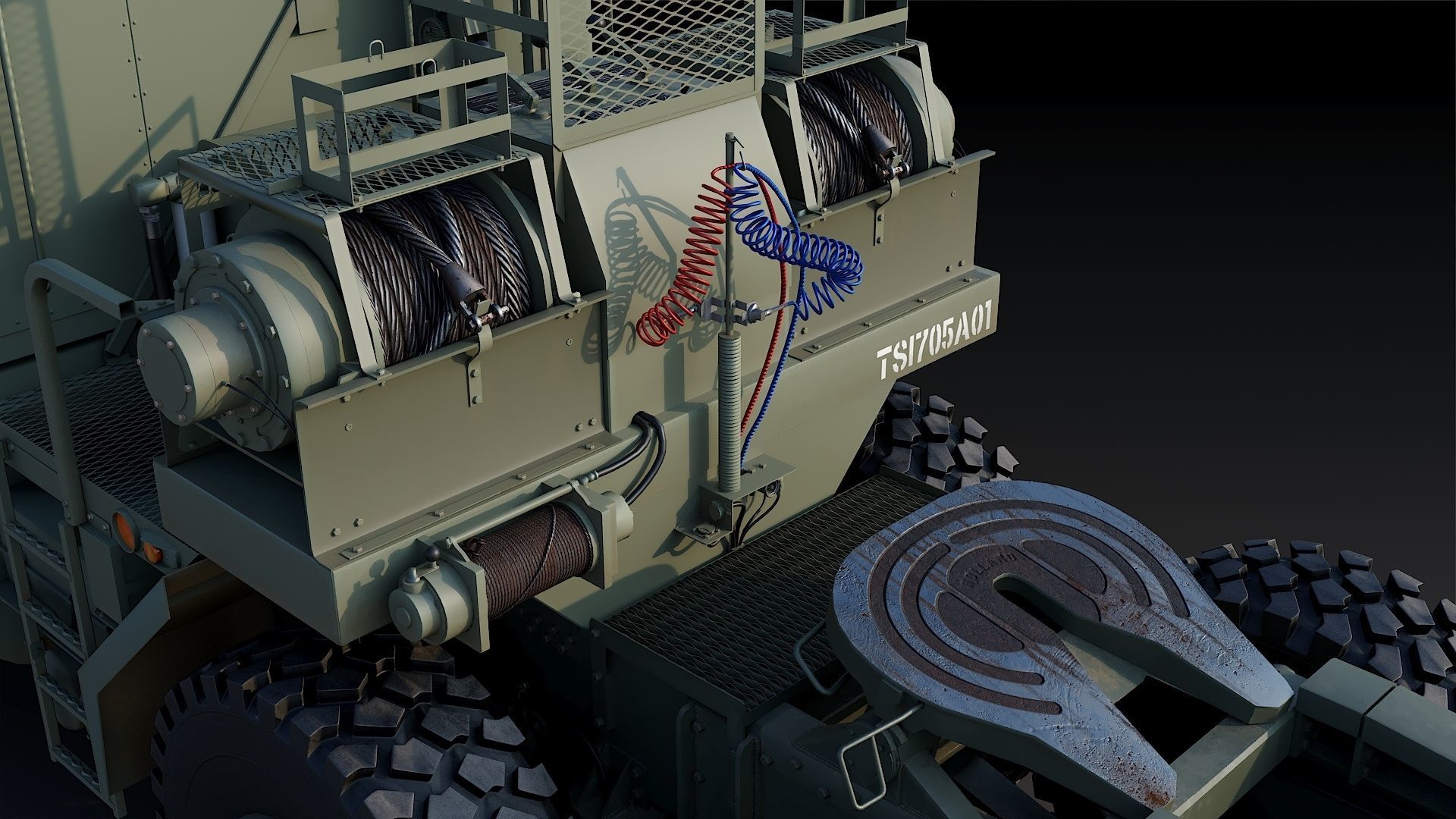 Military truck Oshkosh M1070 HET 8x8 Low-poly 3D model_30