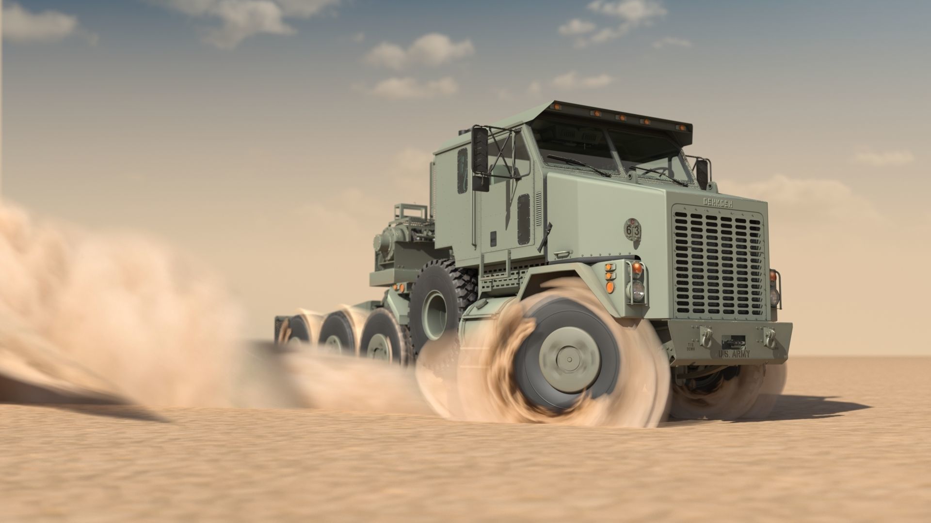 Military truck Oshkosh M1070 HET 8x8 Low-poly 3D model_39