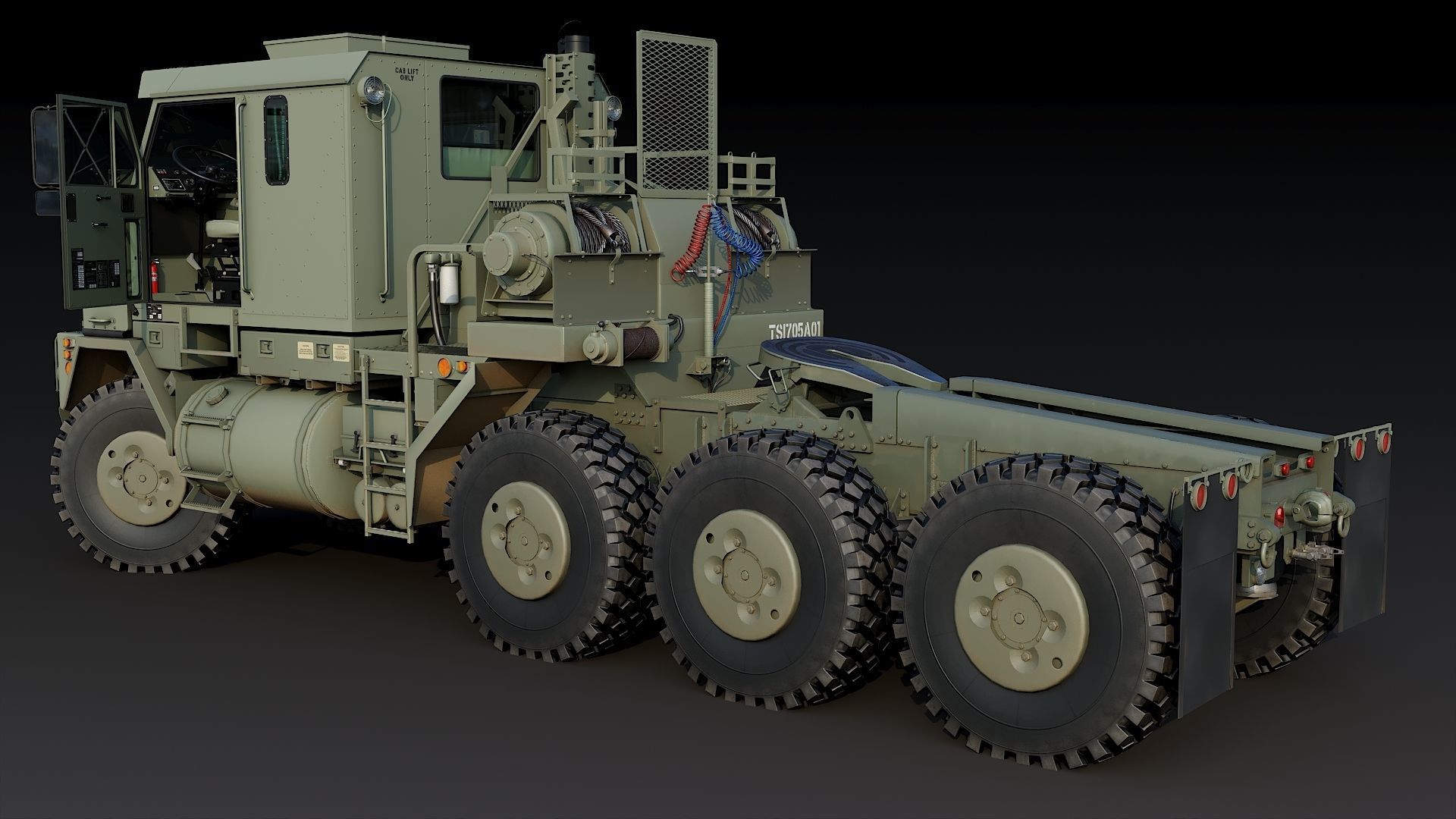 Military truck Oshkosh M1070 HET 8x8 Low-poly 3D model_5