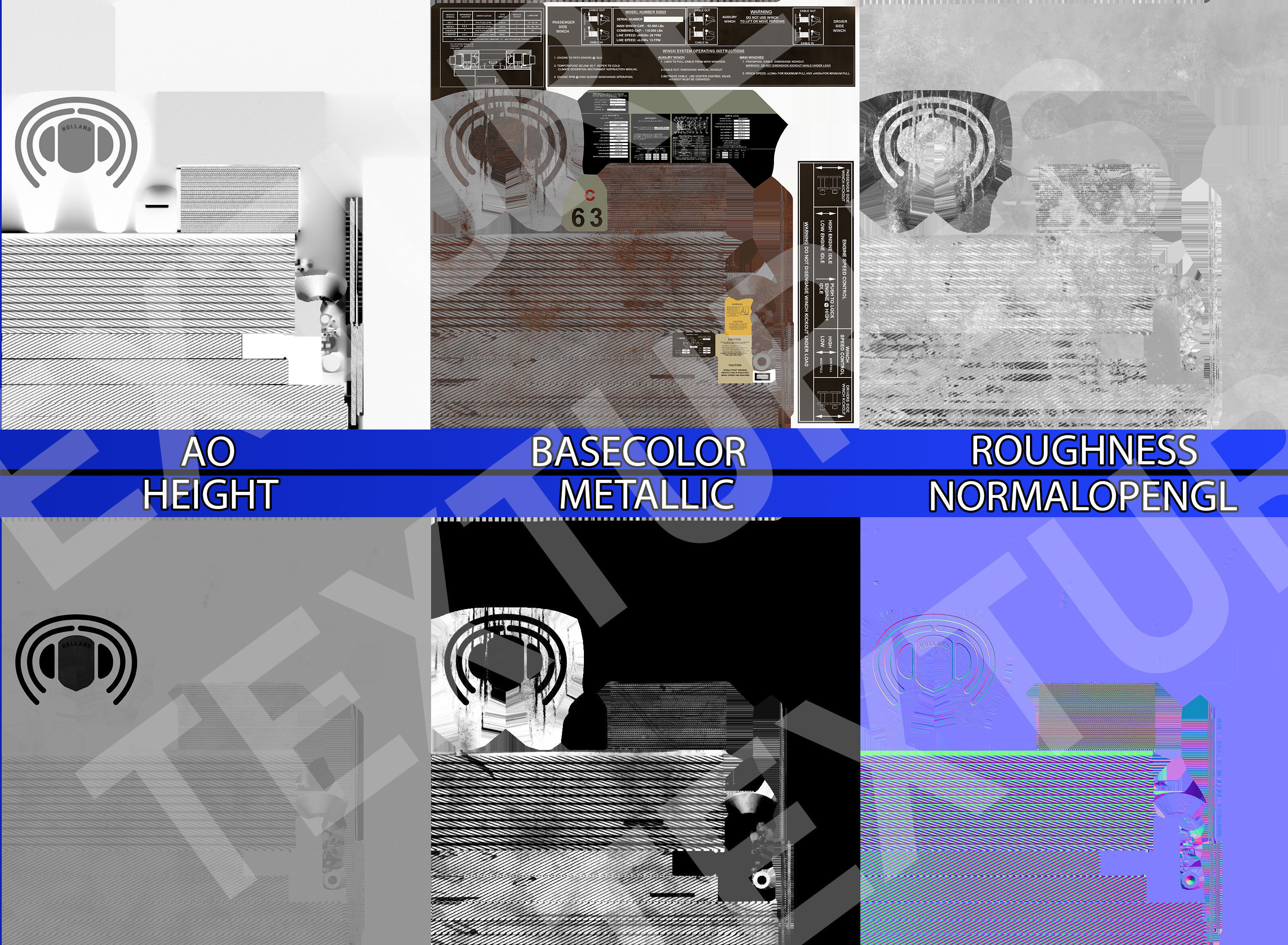 Military truck Oshkosh M1070 HET 8x8 Low-poly 3D model_59