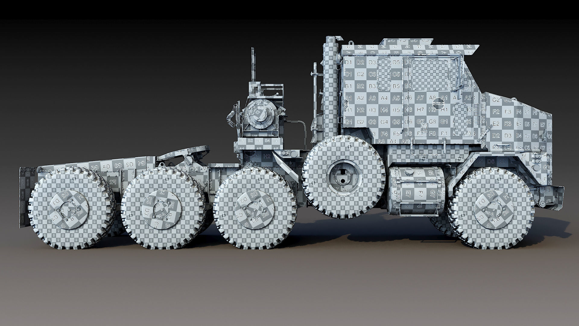 Military truck Oshkosh M1070 HET 8x8 Low-poly 3D model_49