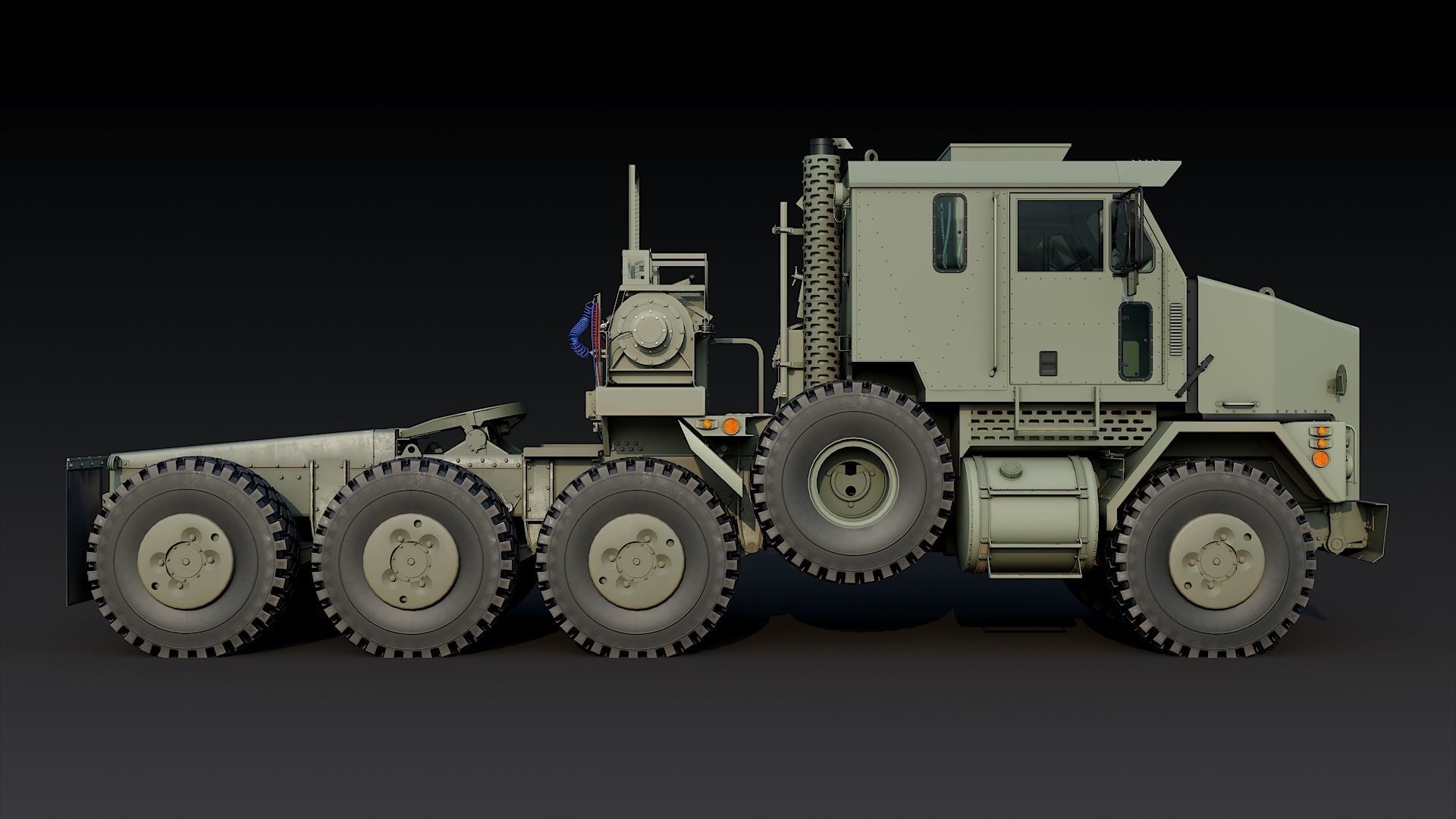 Military truck Oshkosh M1070 HET 8x8 Low-poly 3D model_9