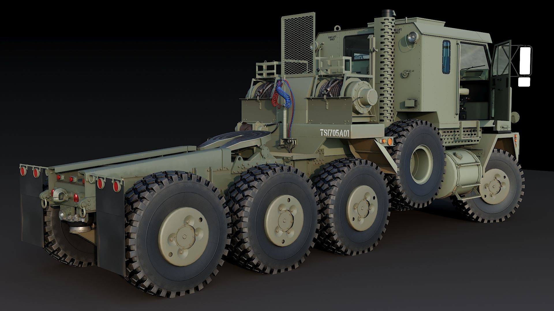 Military truck Oshkosh M1070 HET 8x8 Low-poly 3D model_4