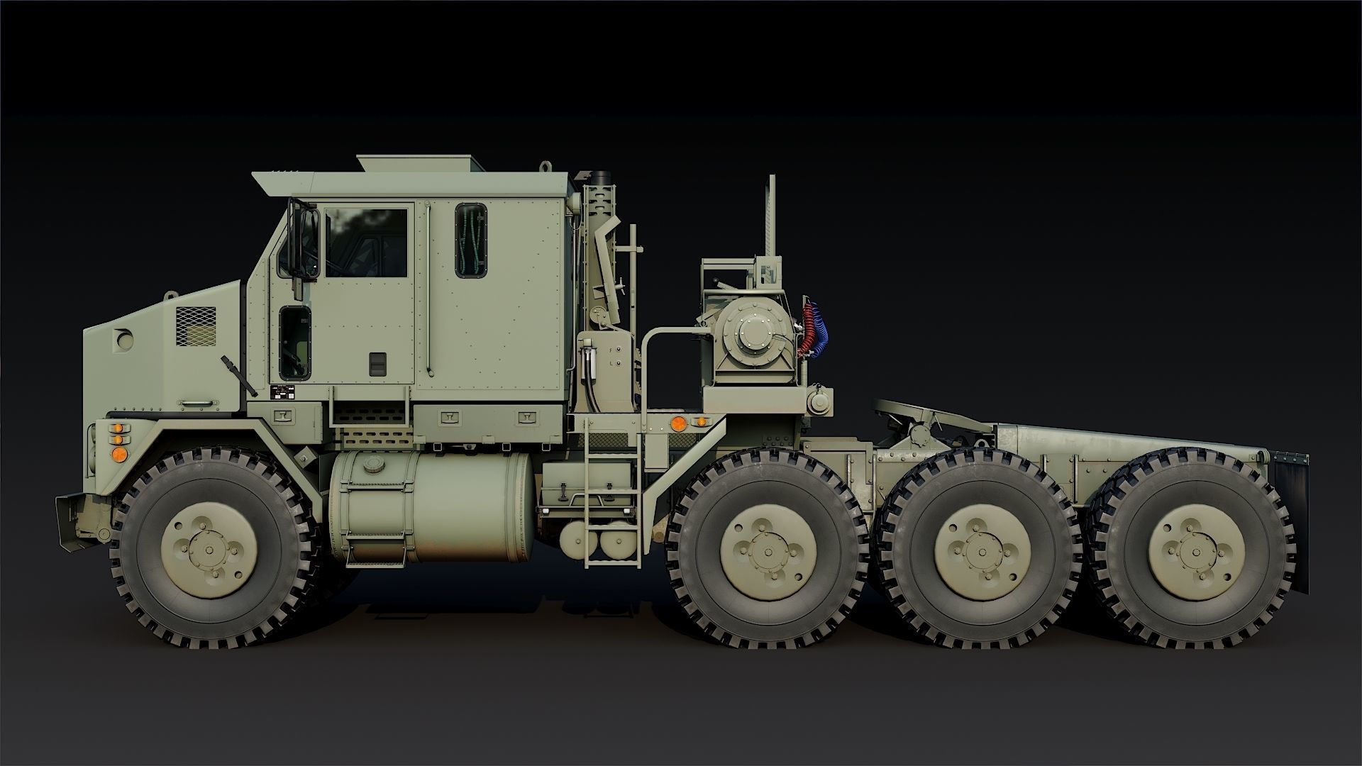 Military truck Oshkosh M1070 HET 8x8 Low-poly 3D model_8