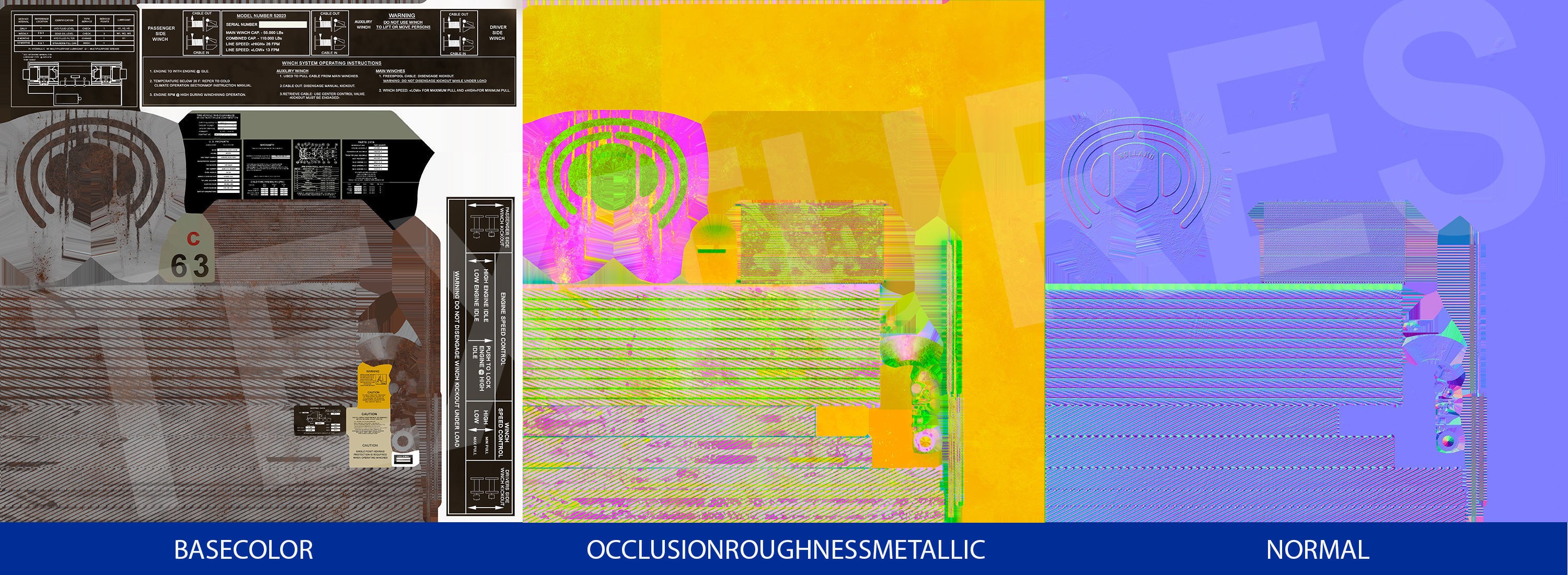 Military truck Oshkosh M1070 HET 8x8 Low-poly 3D model_60