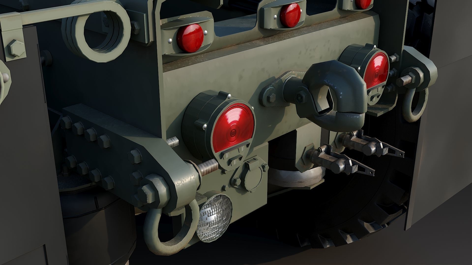 Military truck Oshkosh M1070 HET 8x8 Low-poly 3D model_35