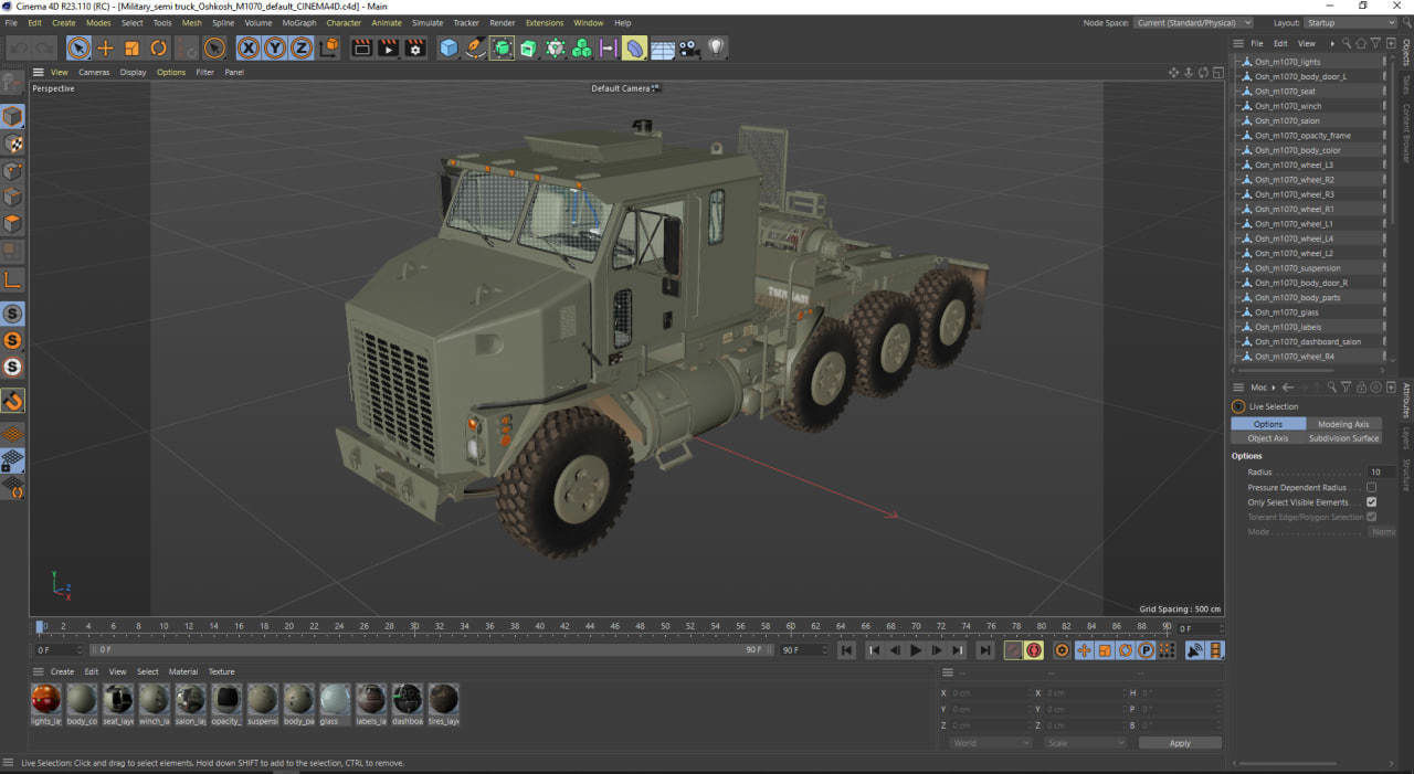 Military truck Oshkosh M1070 HET 8x8 Low-poly 3D model_56