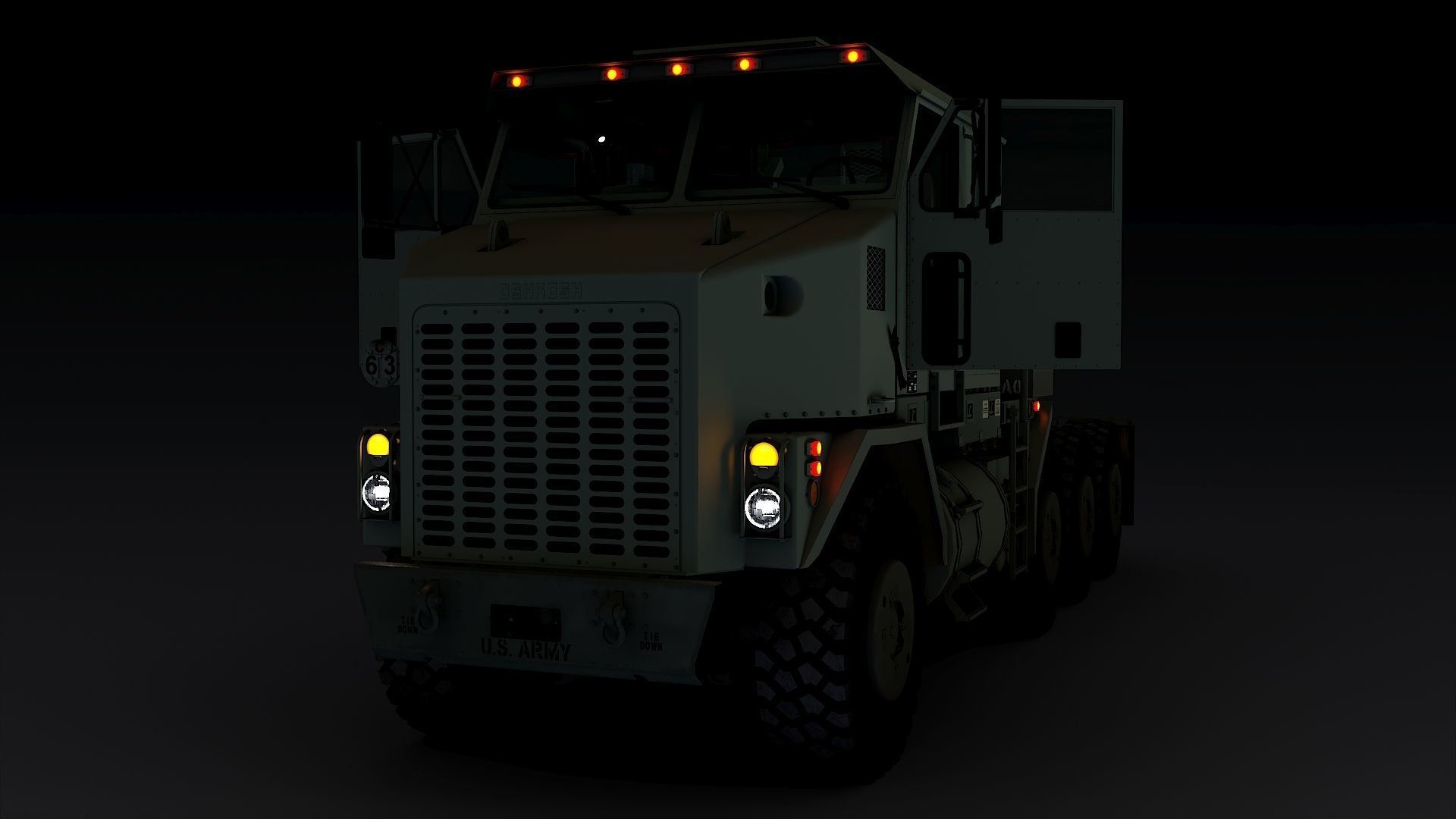 Military truck Oshkosh M1070 HET 8x8 Low-poly 3D model_37