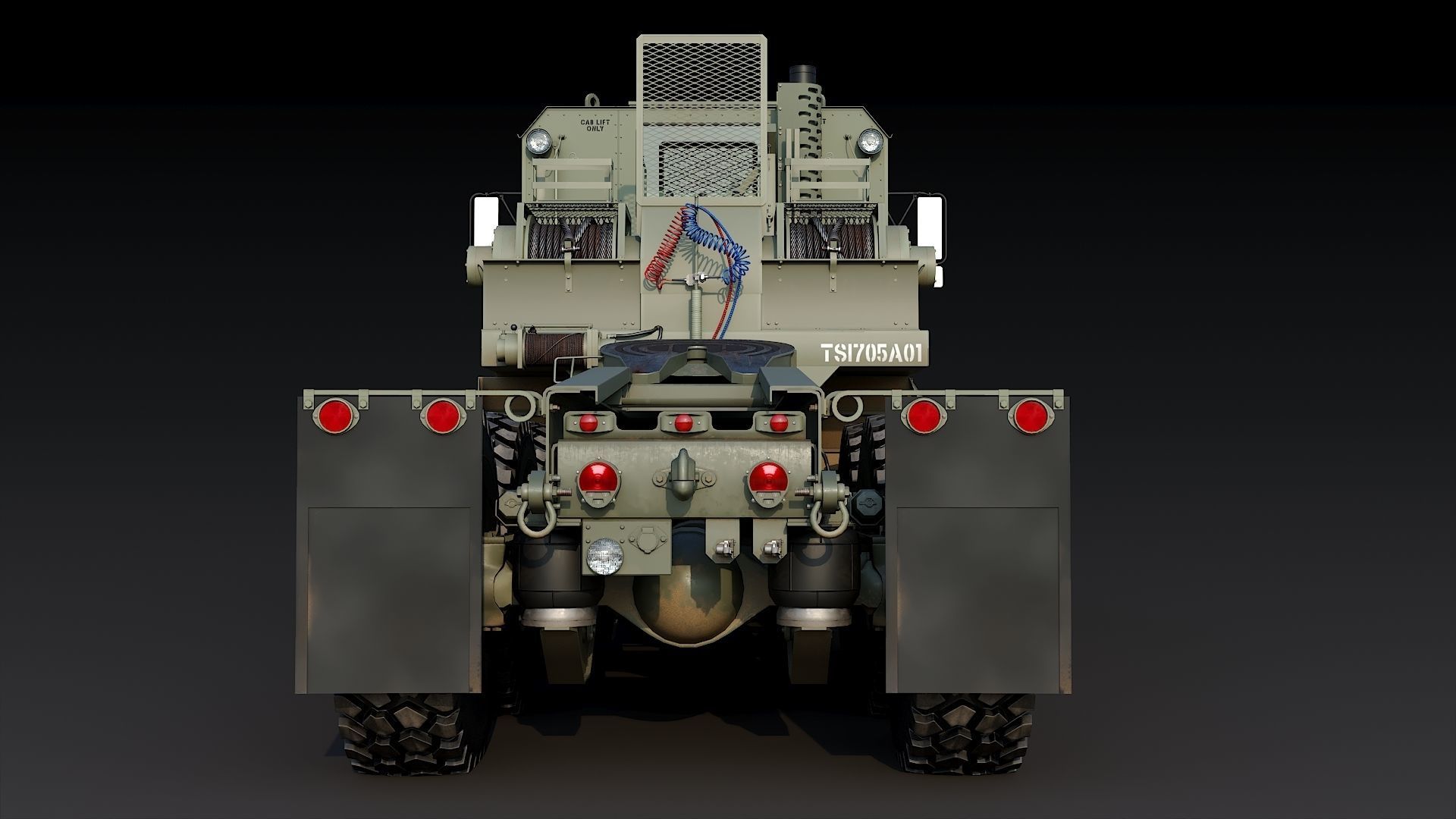 Military truck Oshkosh M1070 HET 8x8 Low-poly 3D model_6