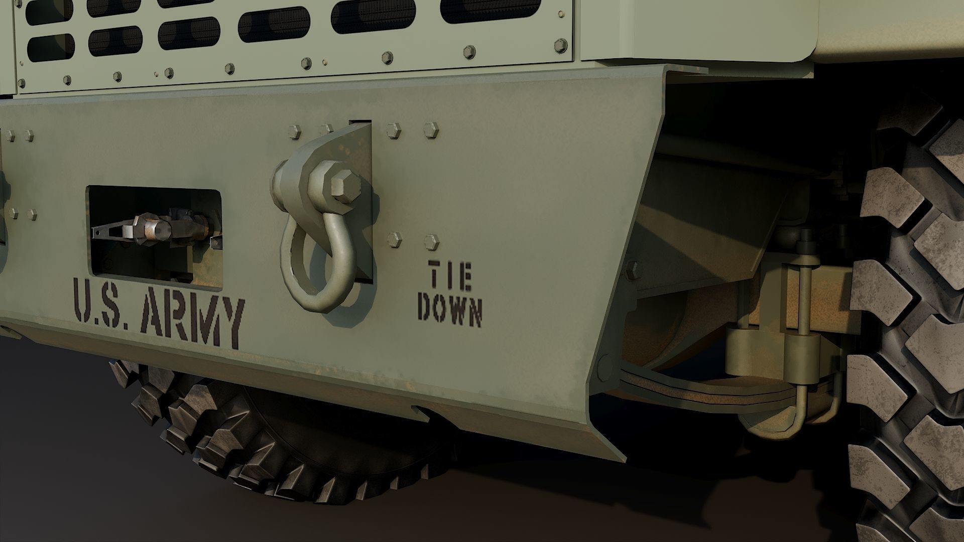 Military truck Oshkosh M1070 HET 8x8 Low-poly 3D model_23