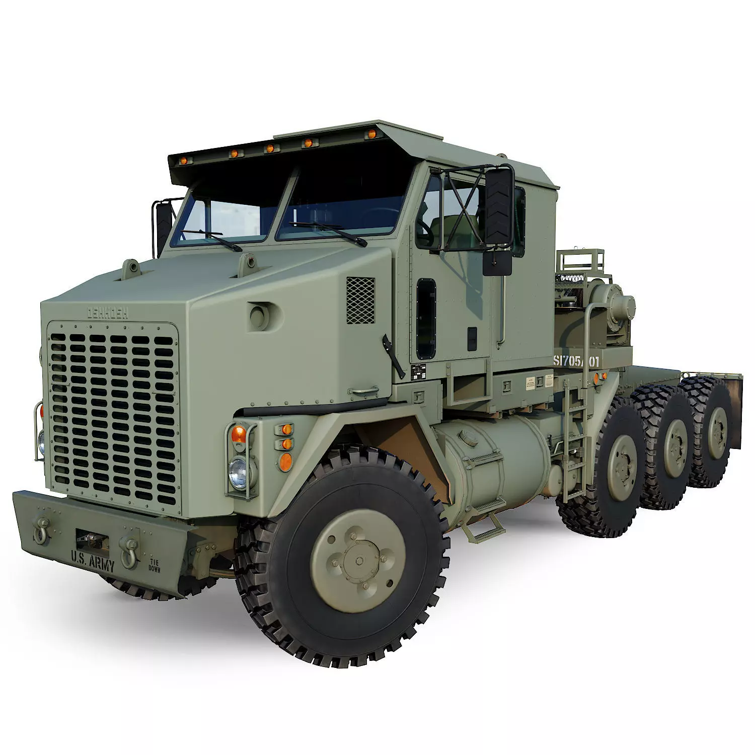 Military truck Oshkosh M1070 HET 8x8 Low-poly 3D model_0