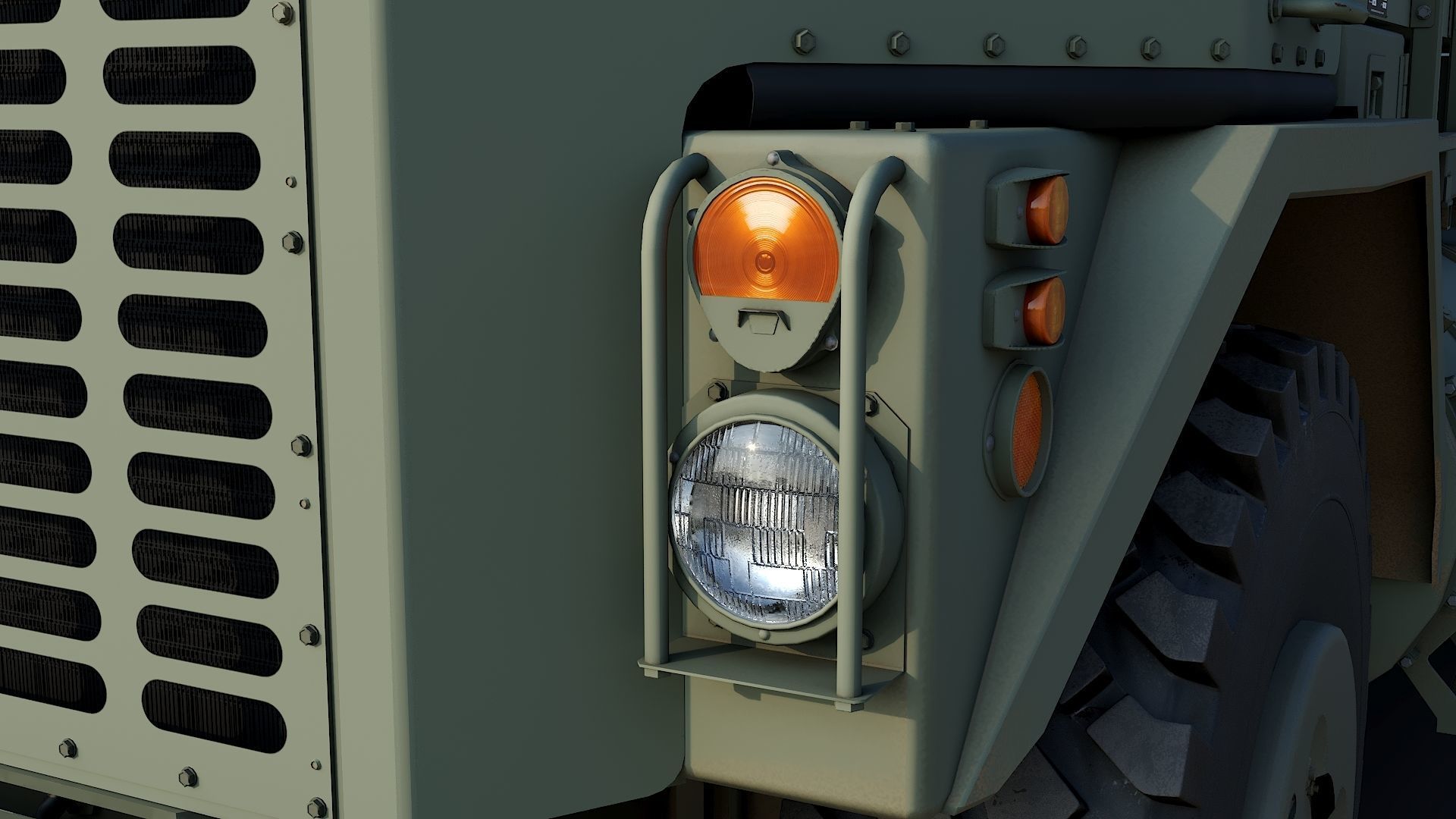 Military truck Oshkosh M1070 HET 8x8 Low-poly 3D model_22