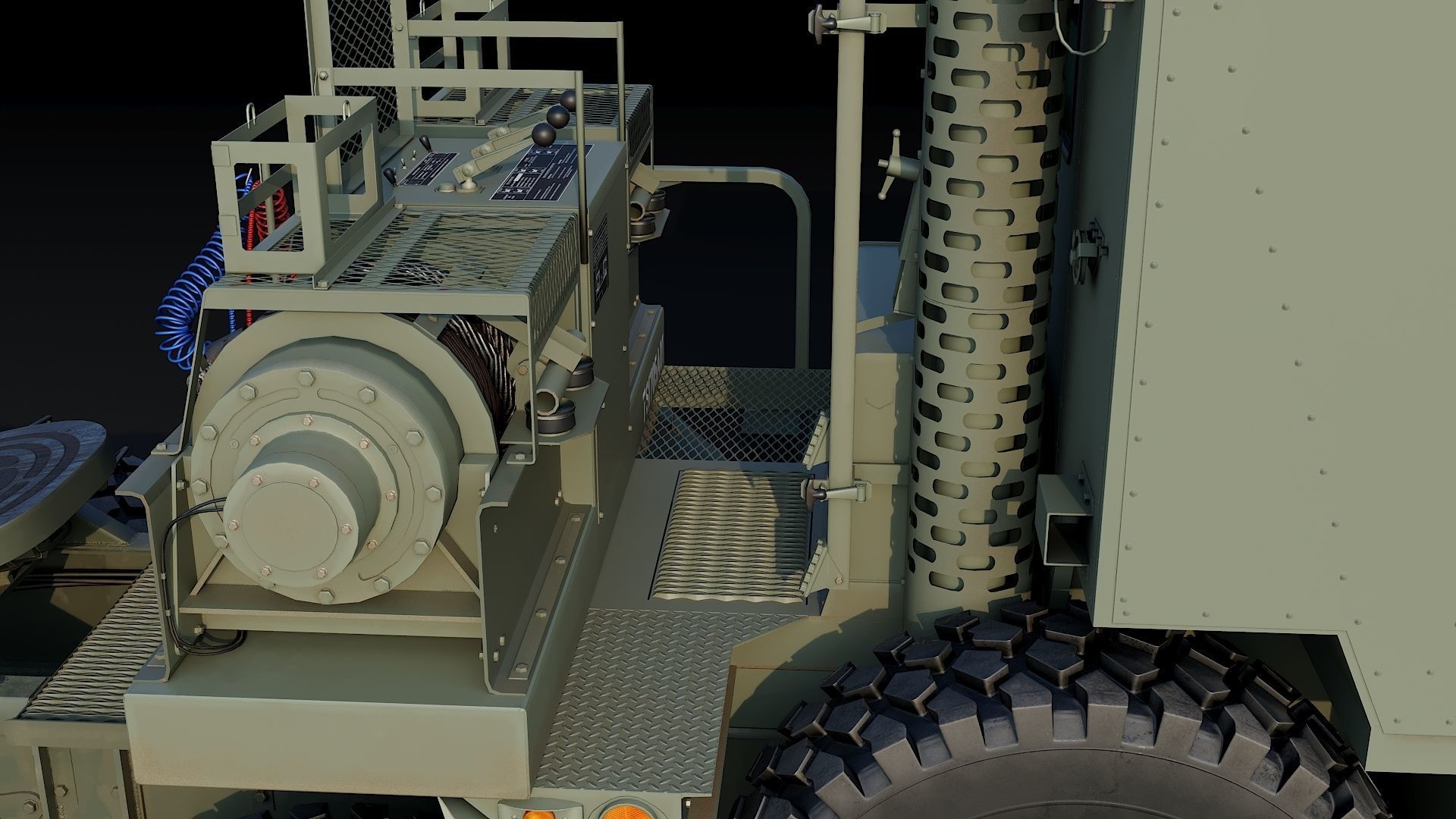 Military truck Oshkosh M1070 HET 8x8 Low-poly 3D model_26