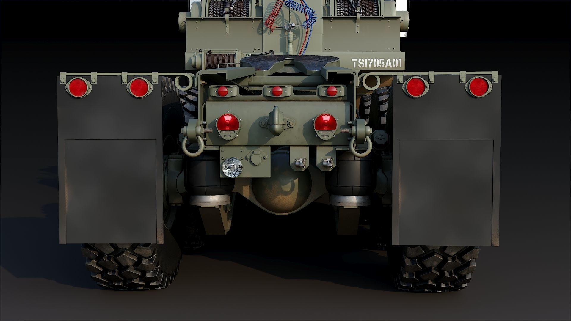 Military truck Oshkosh M1070 HET 8x8 Low-poly 3D model_36