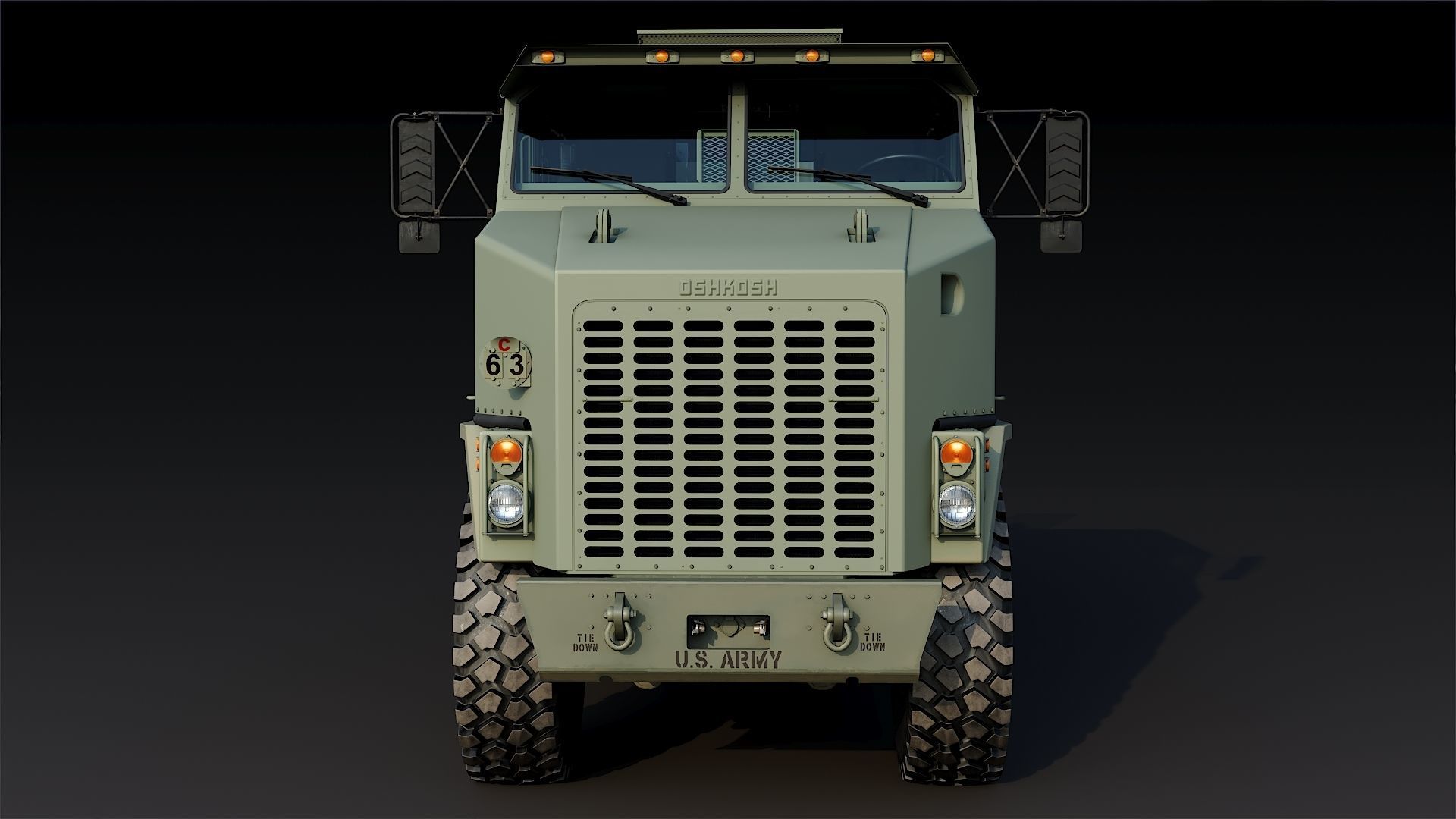Military truck Oshkosh M1070 HET 8x8 Low-poly 3D model_7