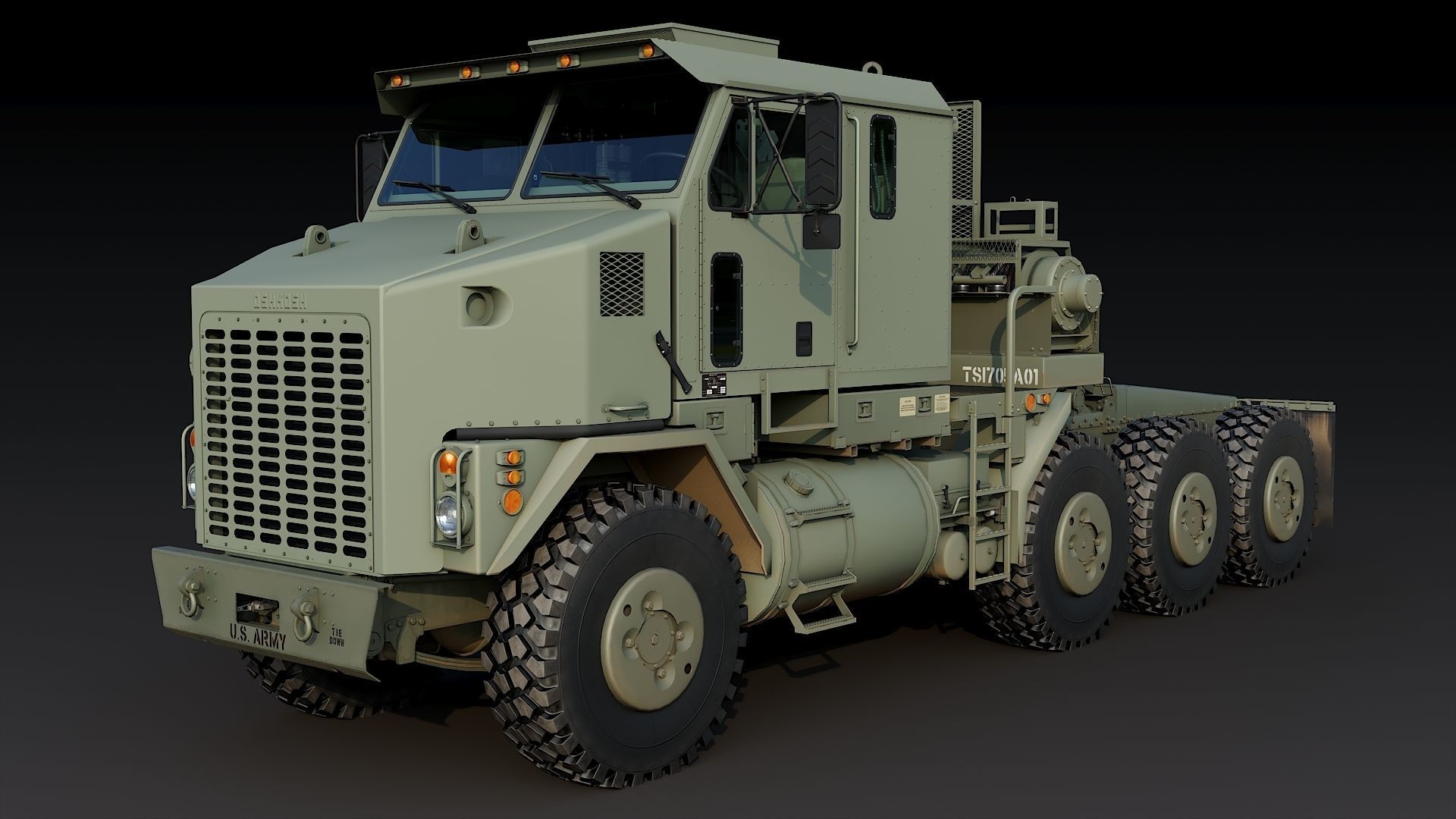 Military truck Oshkosh M1070 HET 8x8 Low-poly 3D model_2