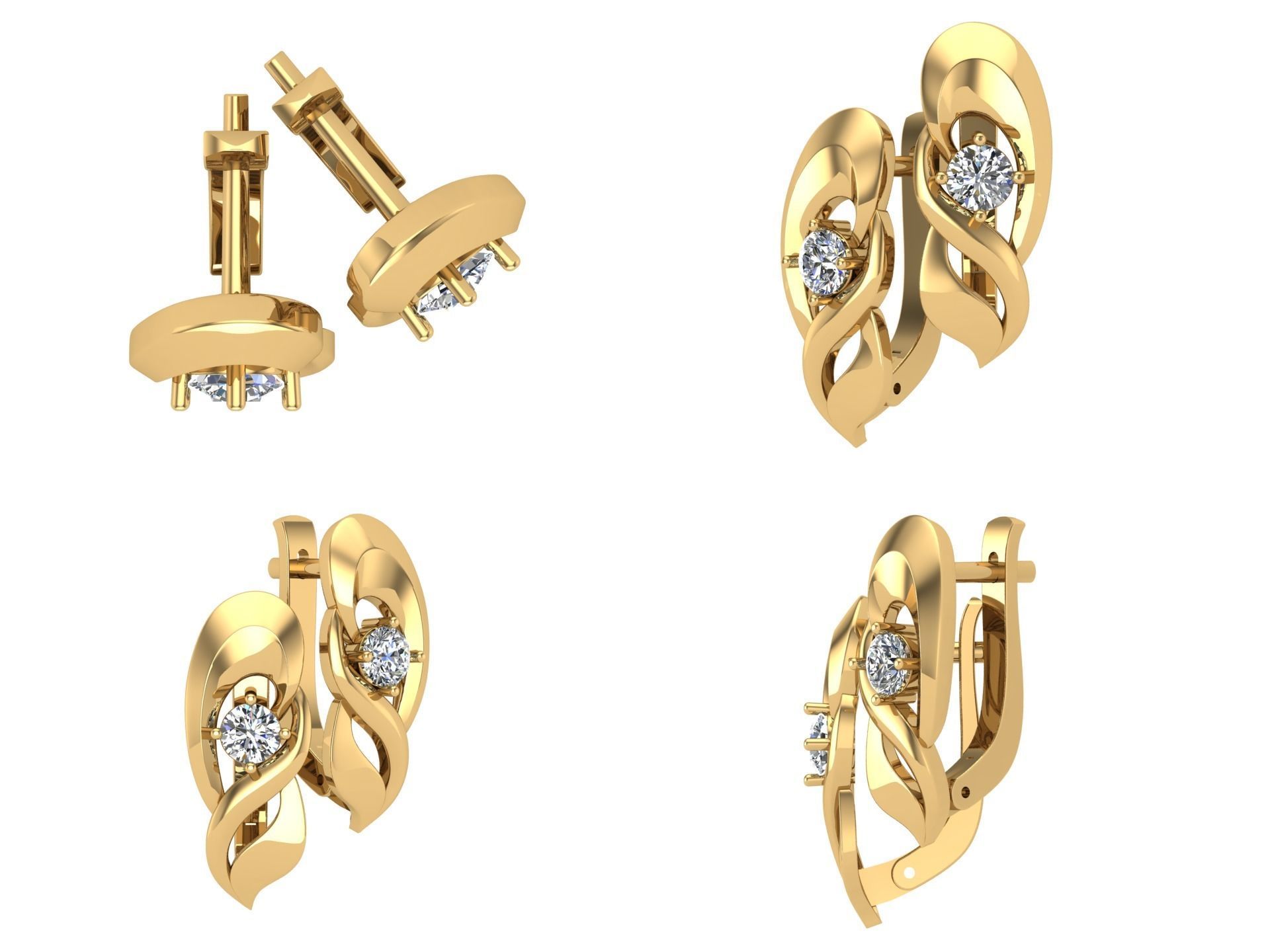 Earrings kt3 3D print model_3