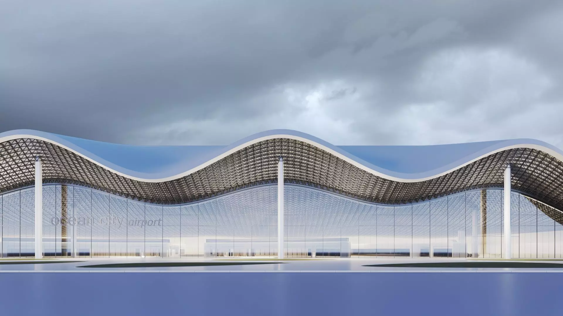 Modern Airport building facade Archviz 3D model