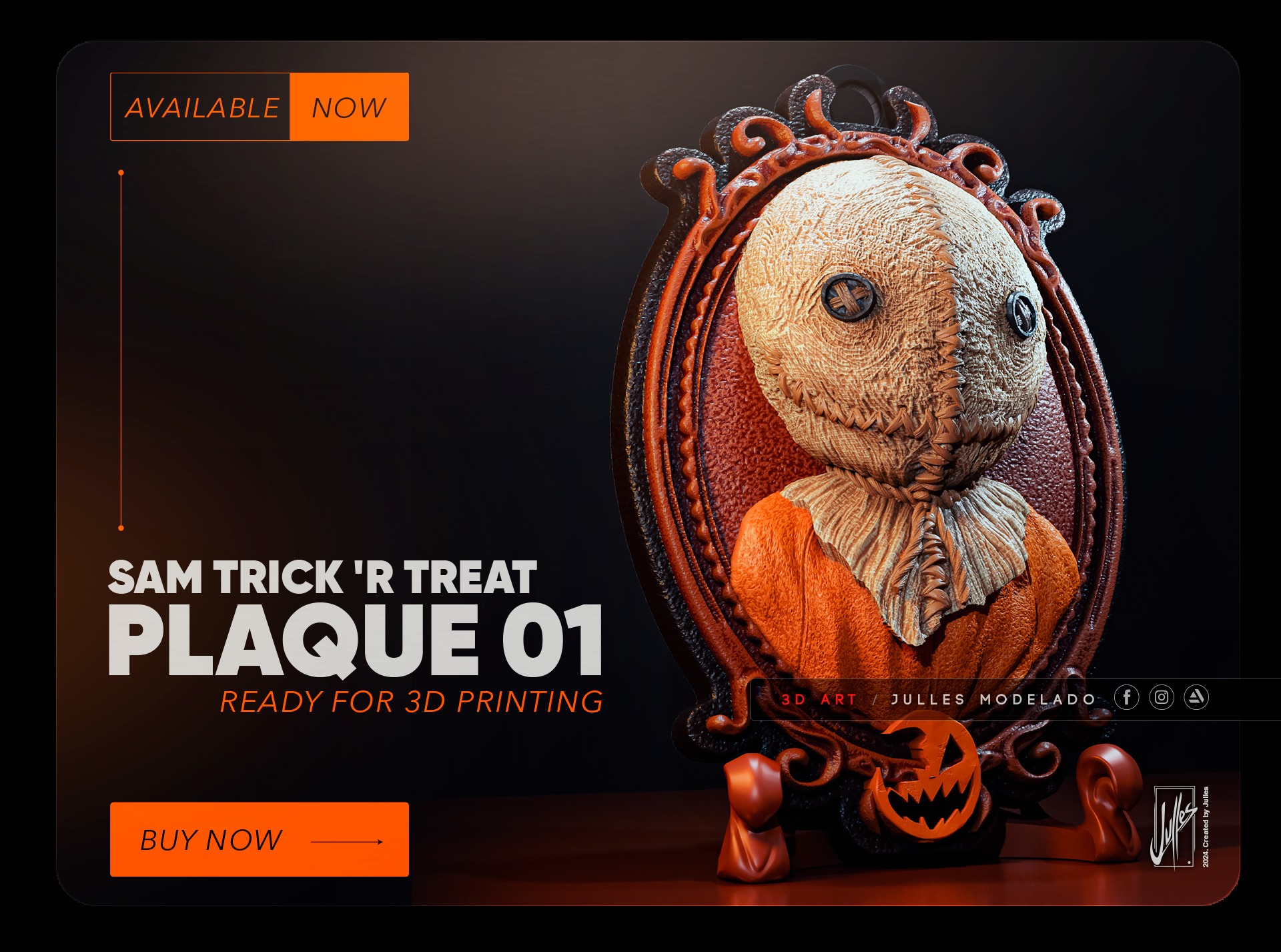 Sam Trick or Treat Plaque 01  3D print model_1