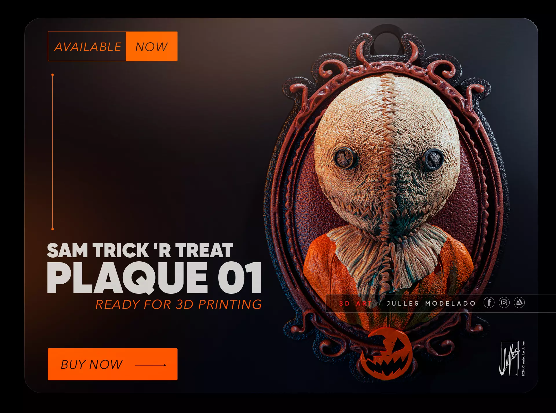 Sam Trick or Treat Plaque 01  3D print model_0