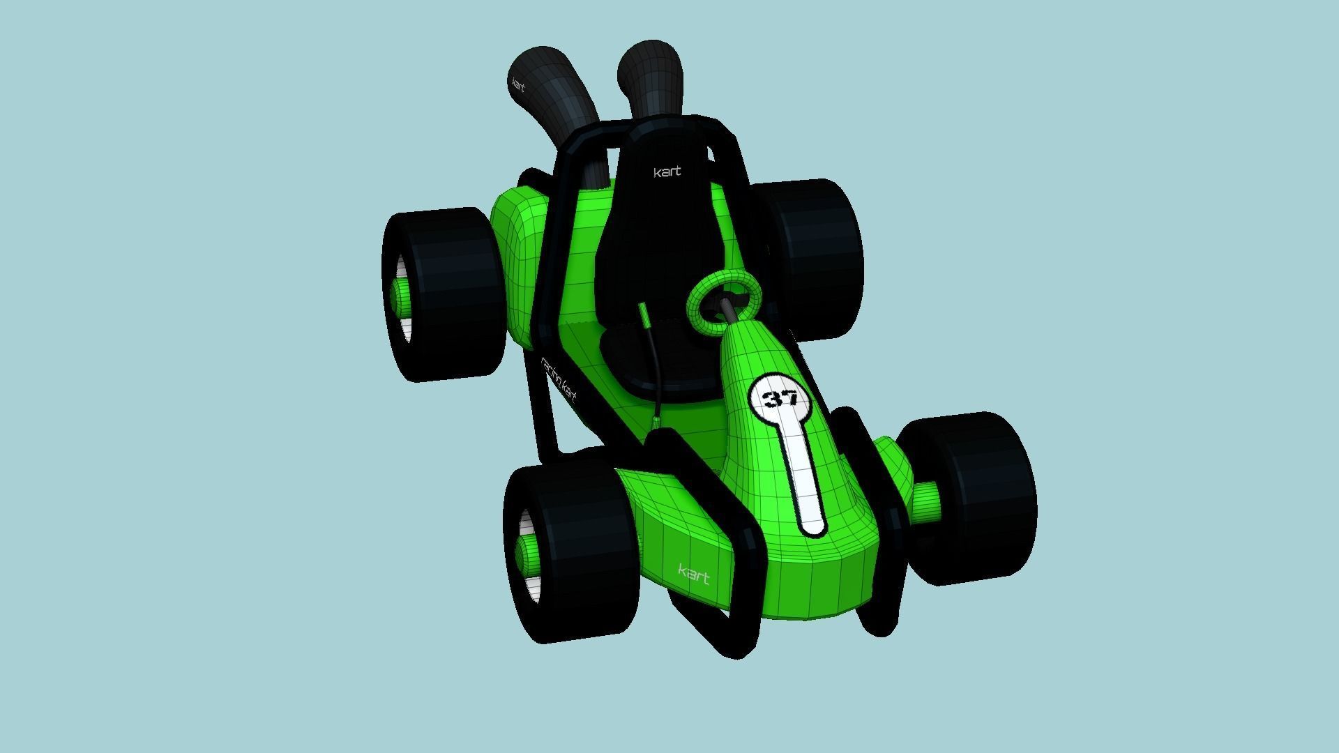Cartoon Kart G03 Green - Vehicle Racing Design Low-poly 3D model_6