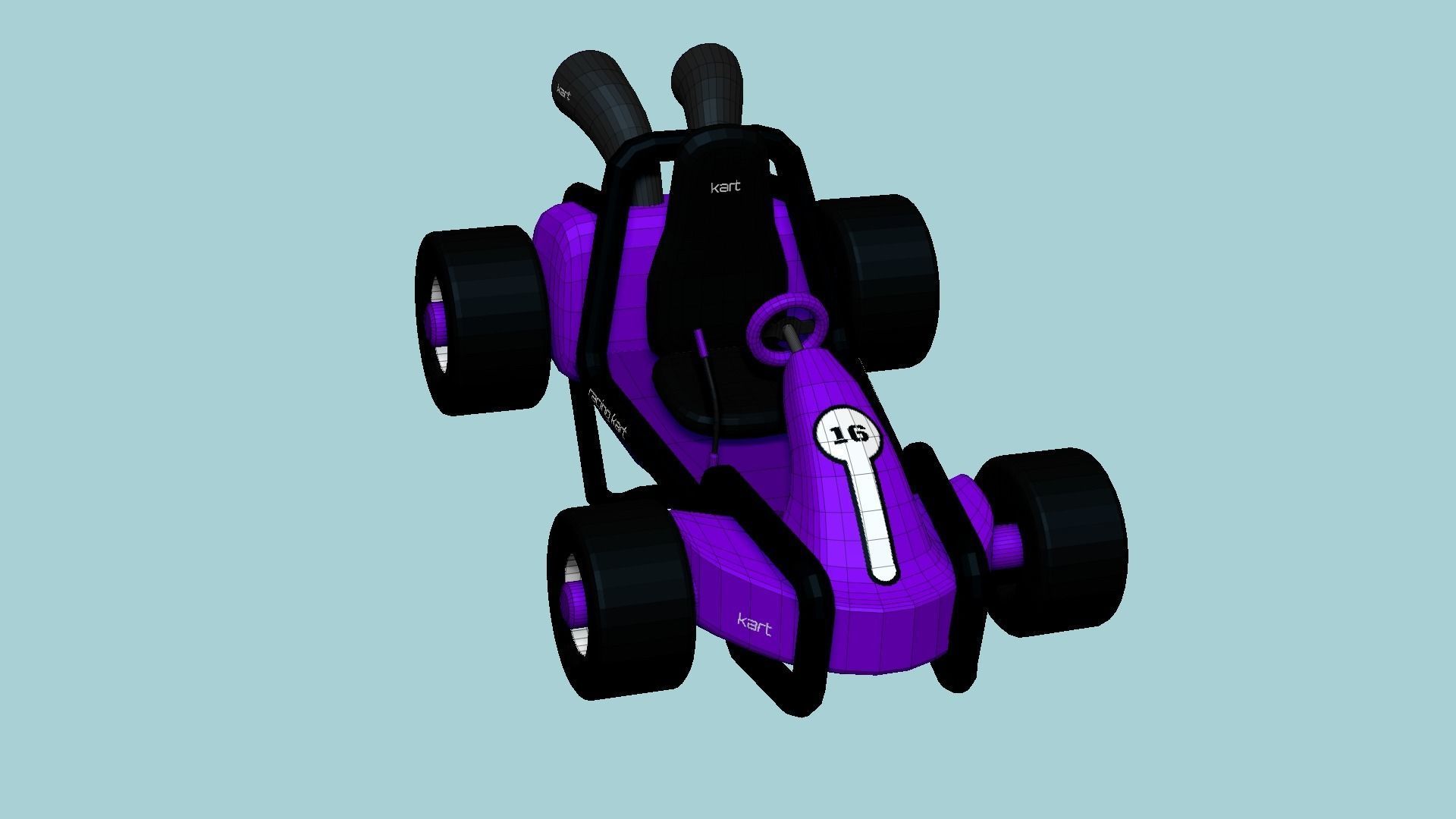 Cartoon Kart G04 Purple - Vehicle Racing Design Low-poly 3D model_6