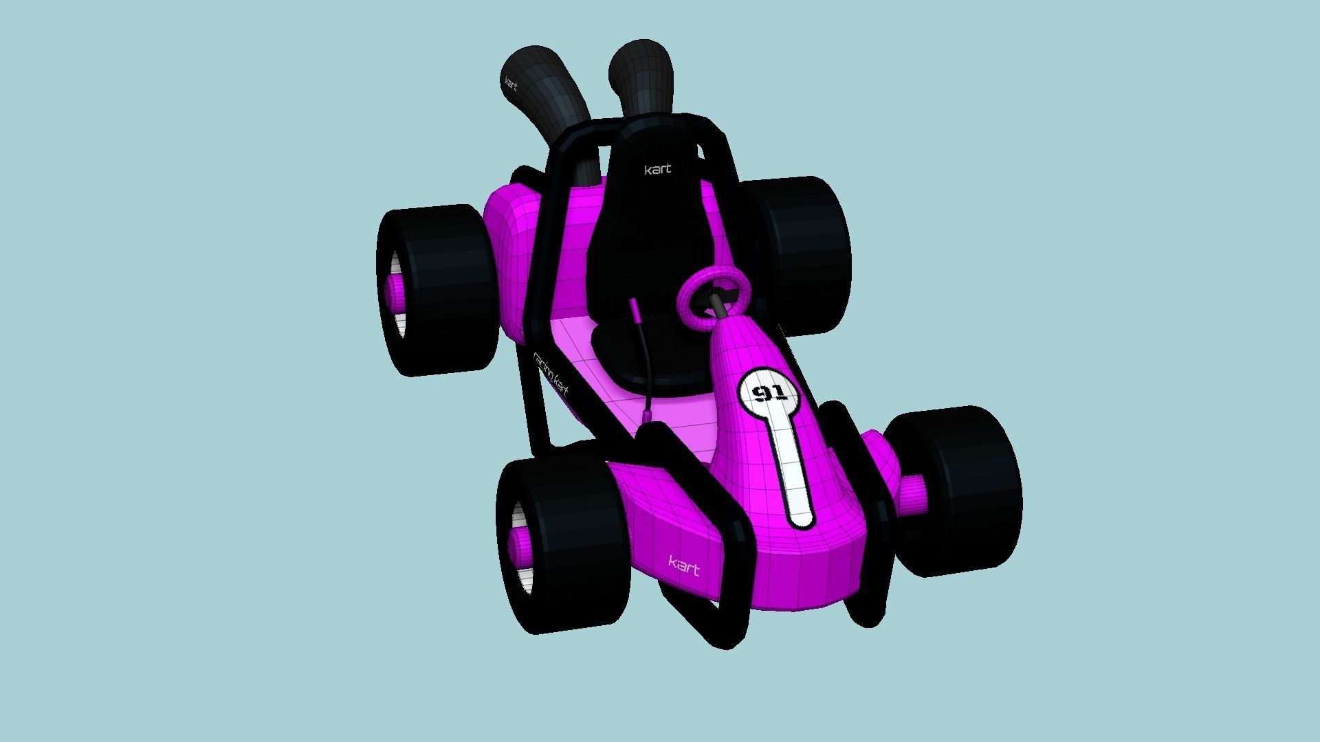 Cartoon Kart G05 Pink - Vehicle Racing Design Low-poly 3D model_6