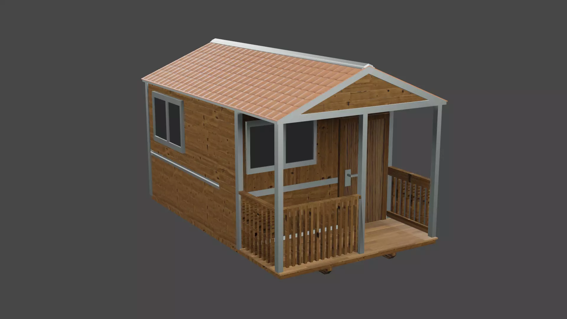 Small hose with veranda Low-poly 3D model