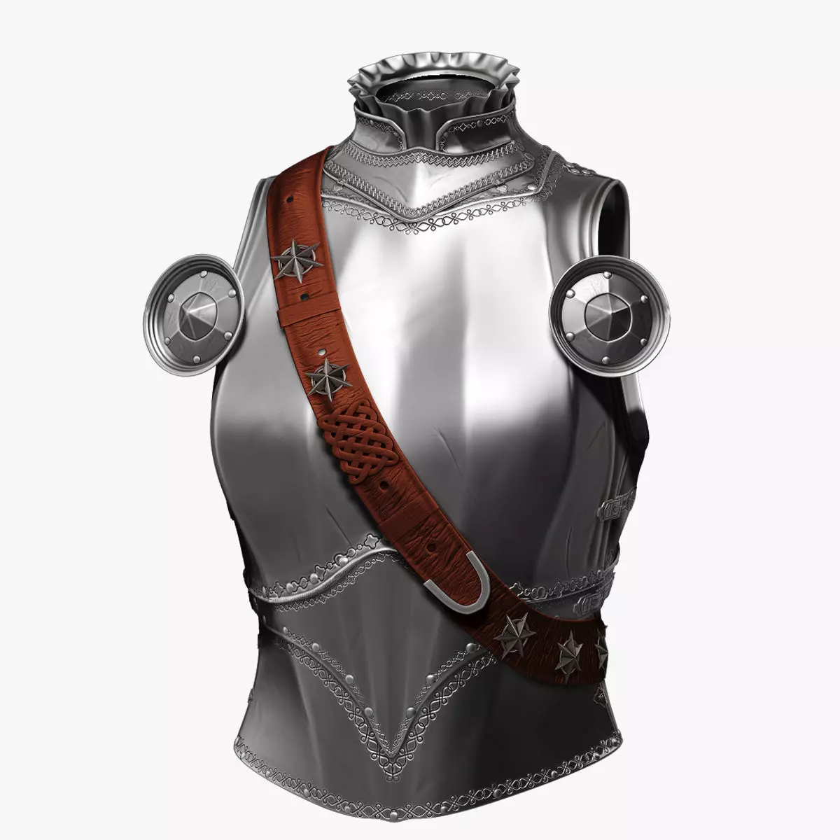 Female Knight Upper Chest Armor Sculpt Project 3D model_0