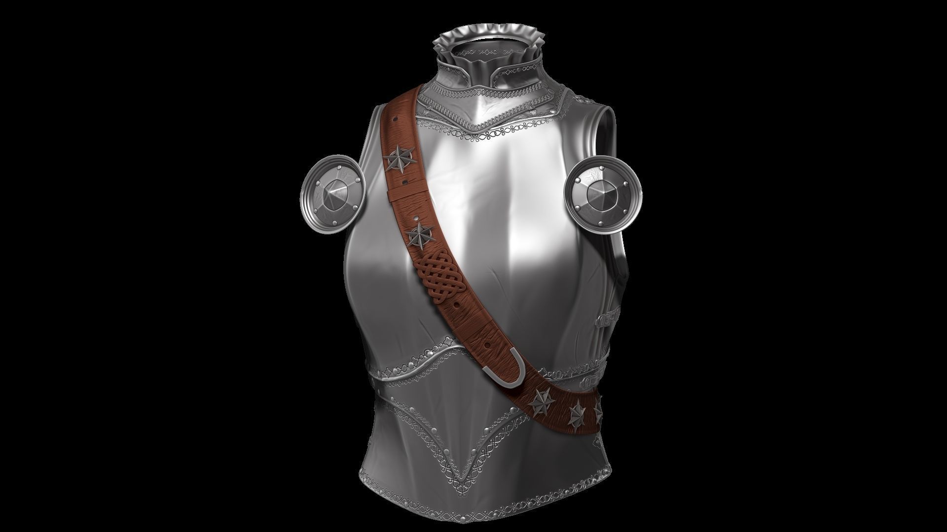 Female Knight Upper Chest Armor Sculpt Project 3D model_2