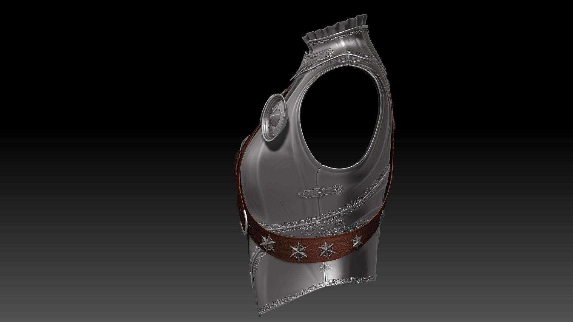 Female Knight Upper Chest Armor Sculpt Project 3D model_4
