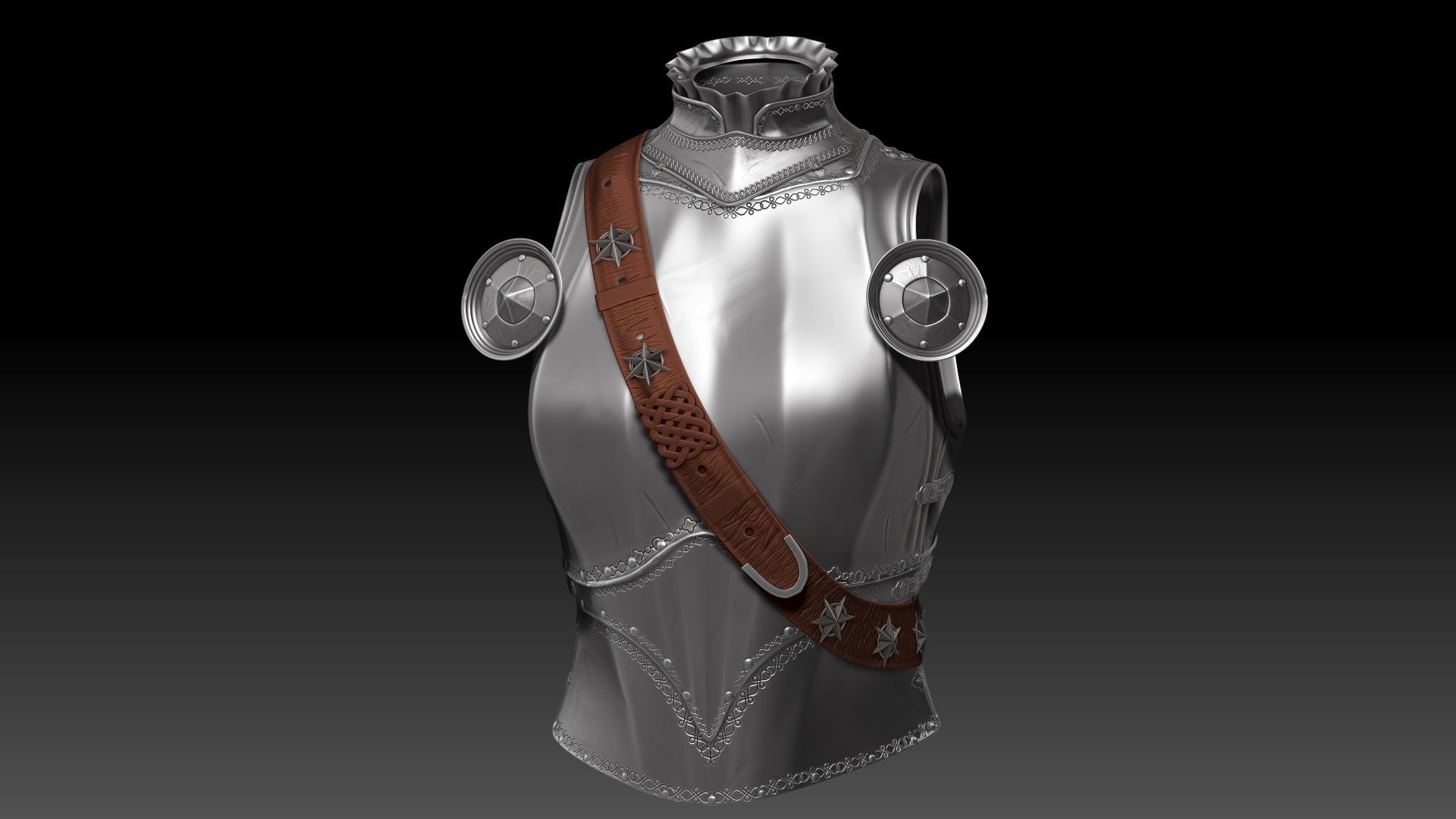 Female Knight Upper Chest Armor Sculpt Project 3D model_3