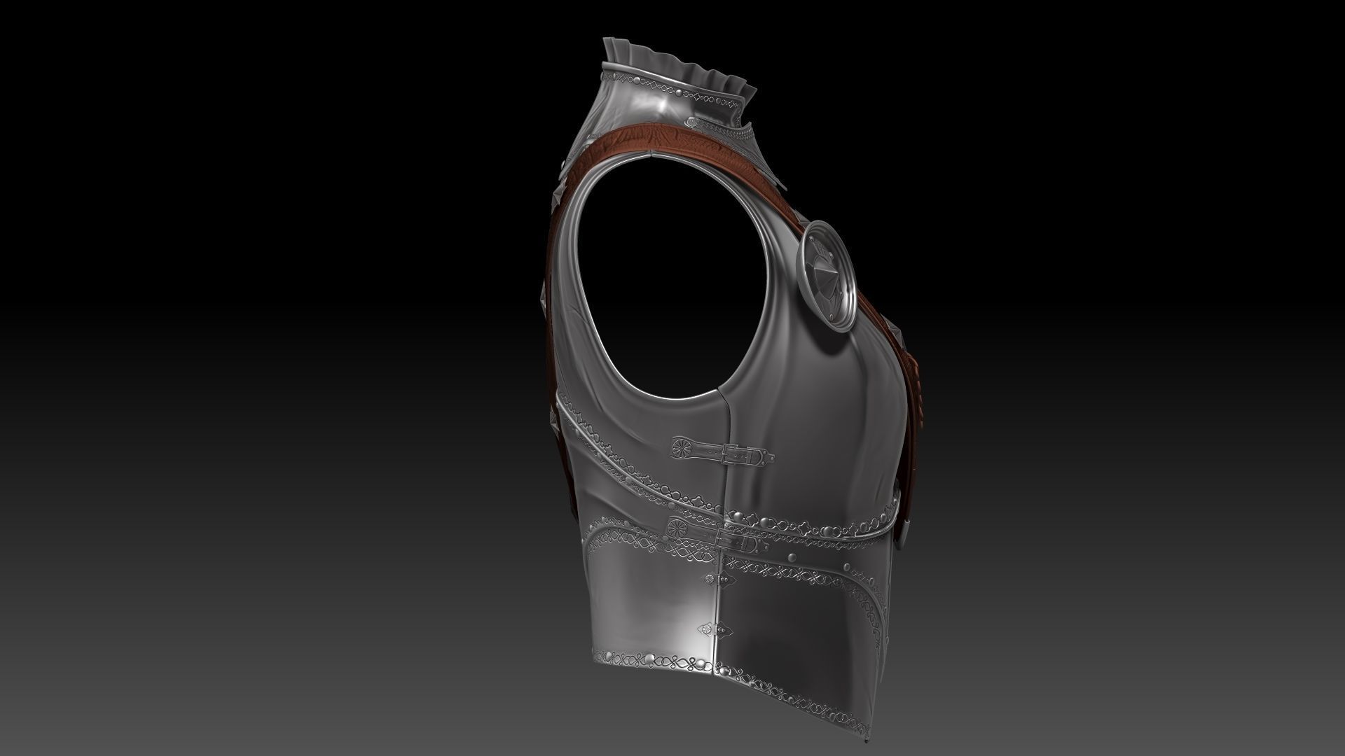 Female Knight Upper Chest Armor Sculpt Project 3D model_6