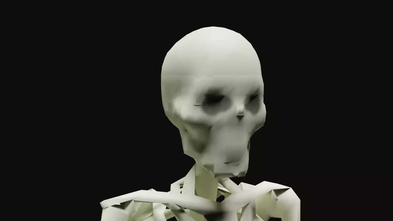 Cartoony Rigged Low Poly Skeleton Model Low-poly 3D model_0