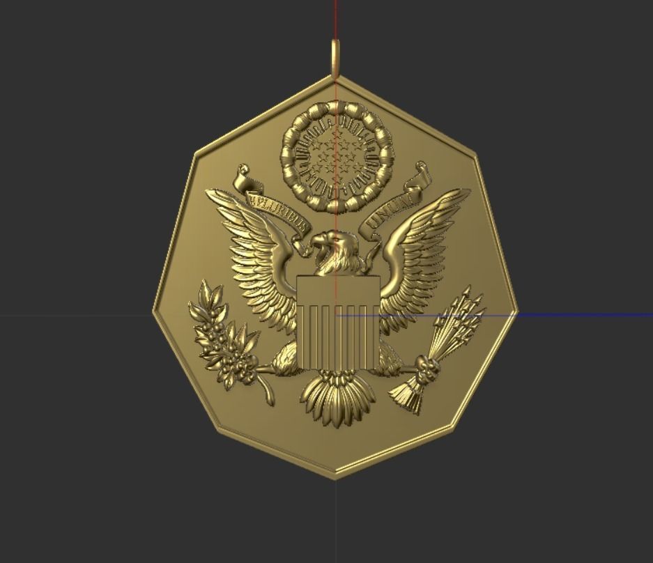  US  Coat of Arms pendant 3D print model_1