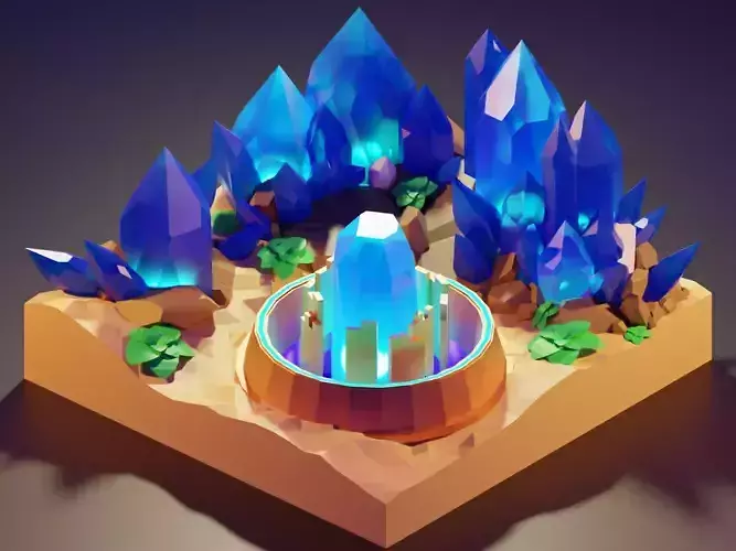 Stylized Desert of crystals diorama