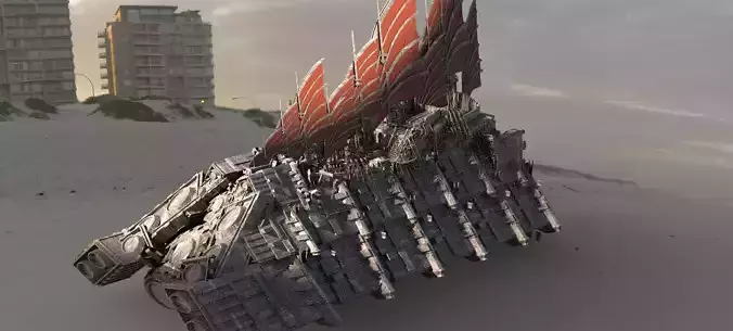 Hutt Desert Sail Barge carrier 5 3D model