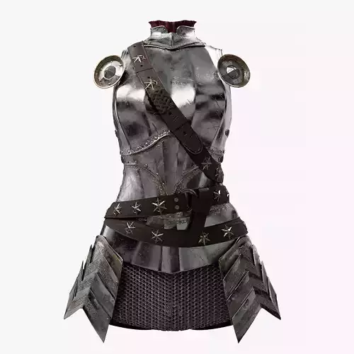  Female Knight Body Armor Set MidPoly 3D model